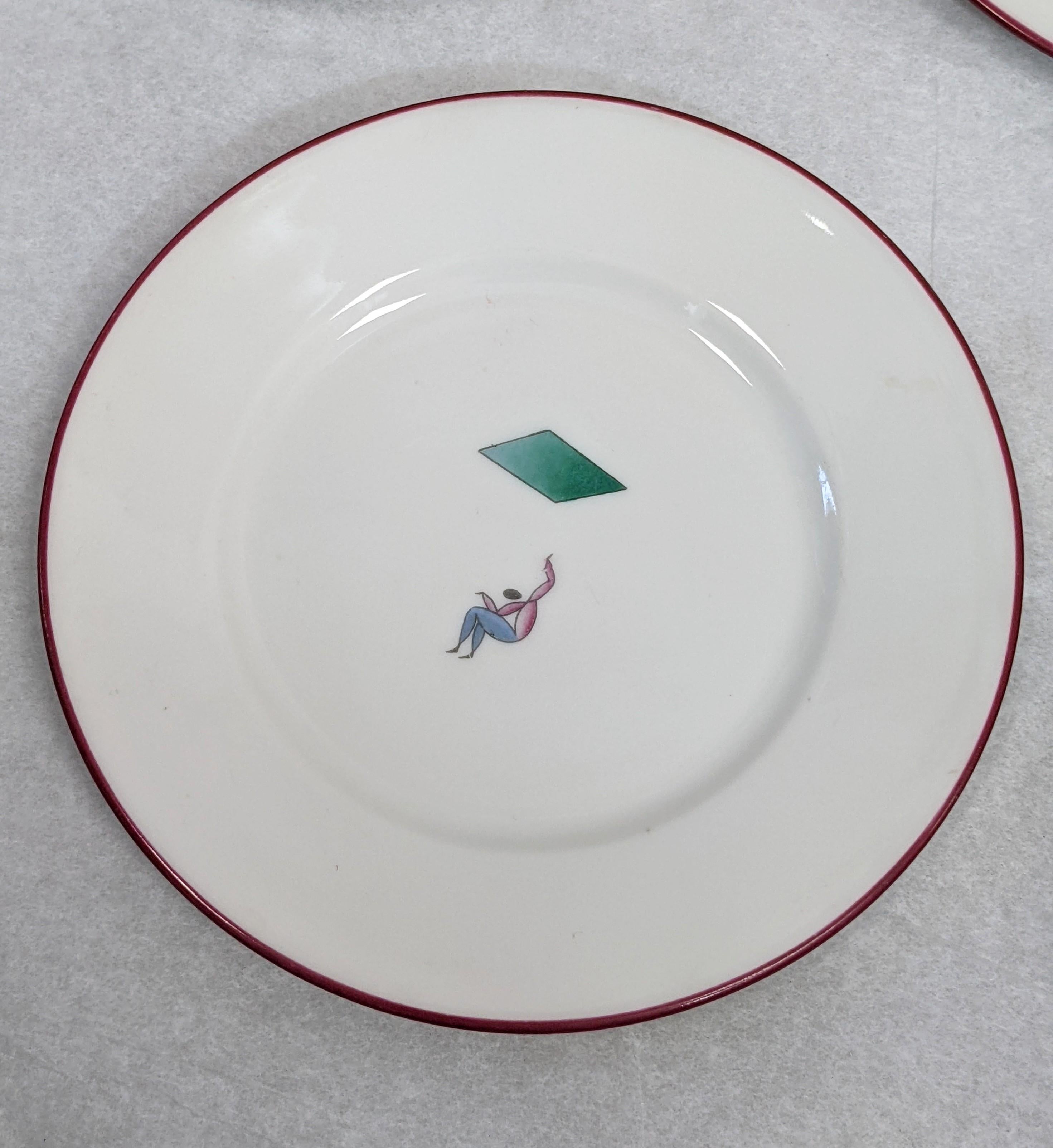 Gio Ponti for Ginori Small Art Deco Plates, Il Circo In Good Condition In Riverdale, NY