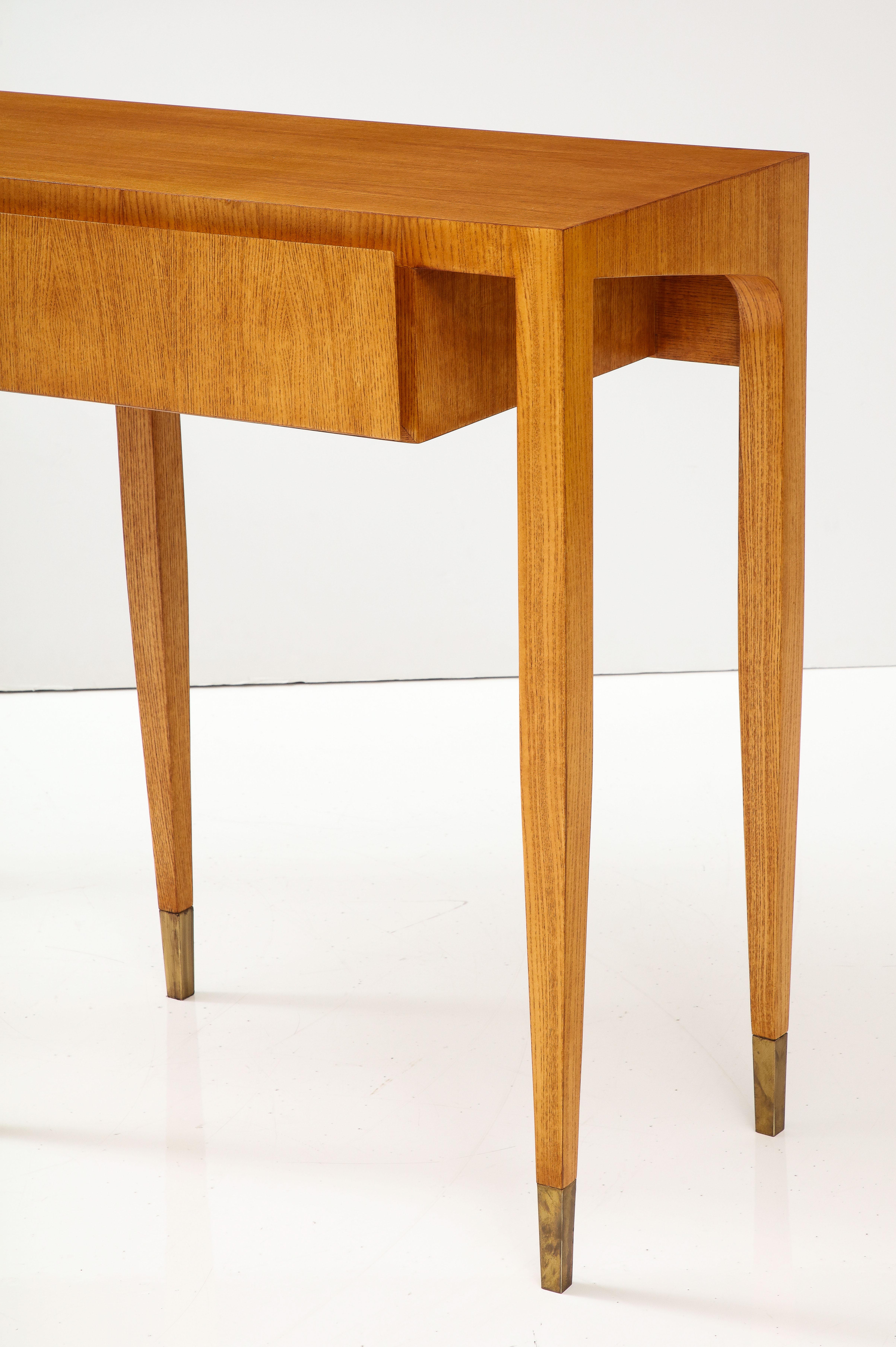 Brass Gio Ponti for Giordano Chiesa Rare Ash Wood Console, Italy, 1950s For Sale