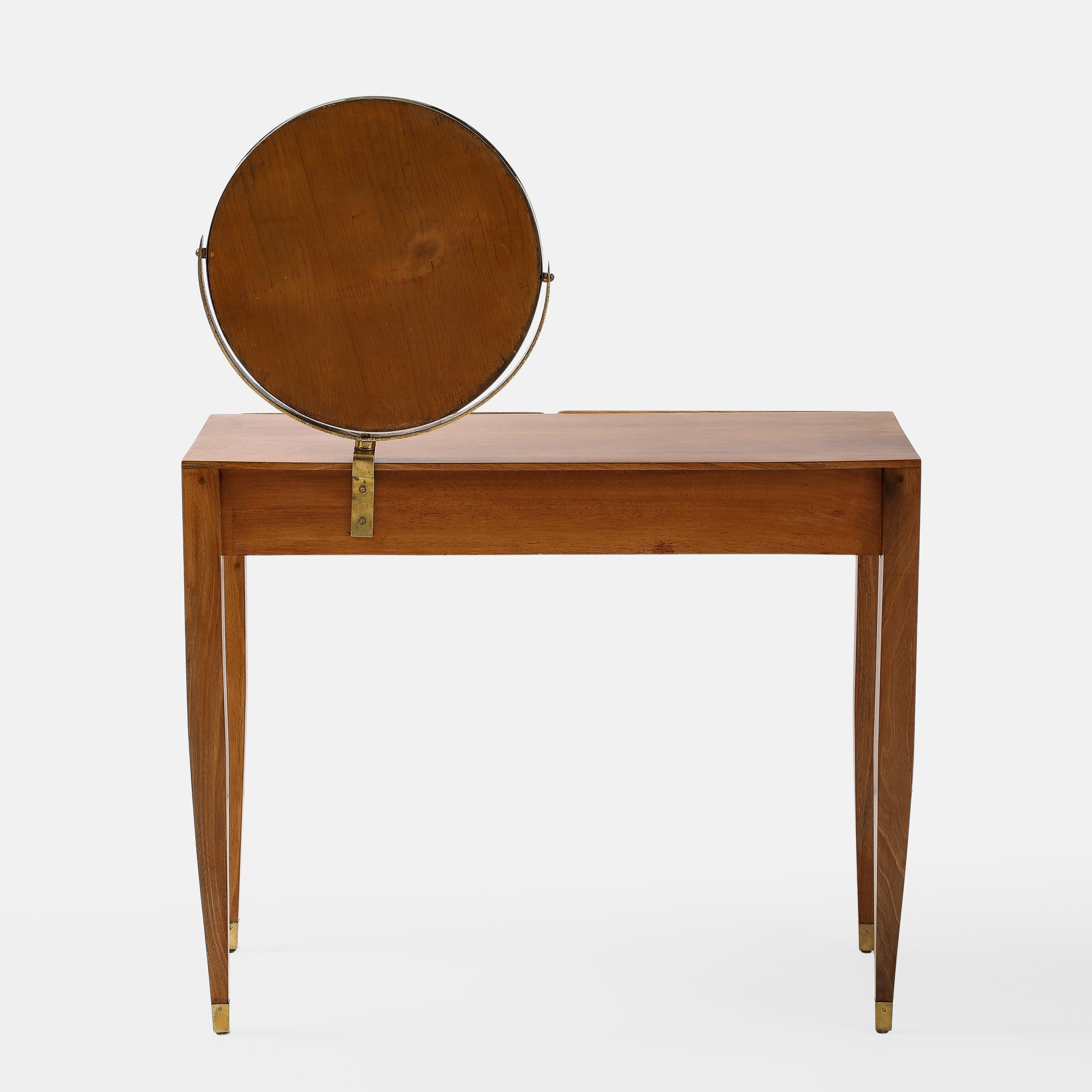 Veneer Gio Ponti for Giordano Chiesa Vanity Table with Mirror from Hotel Royal, Naples For Sale