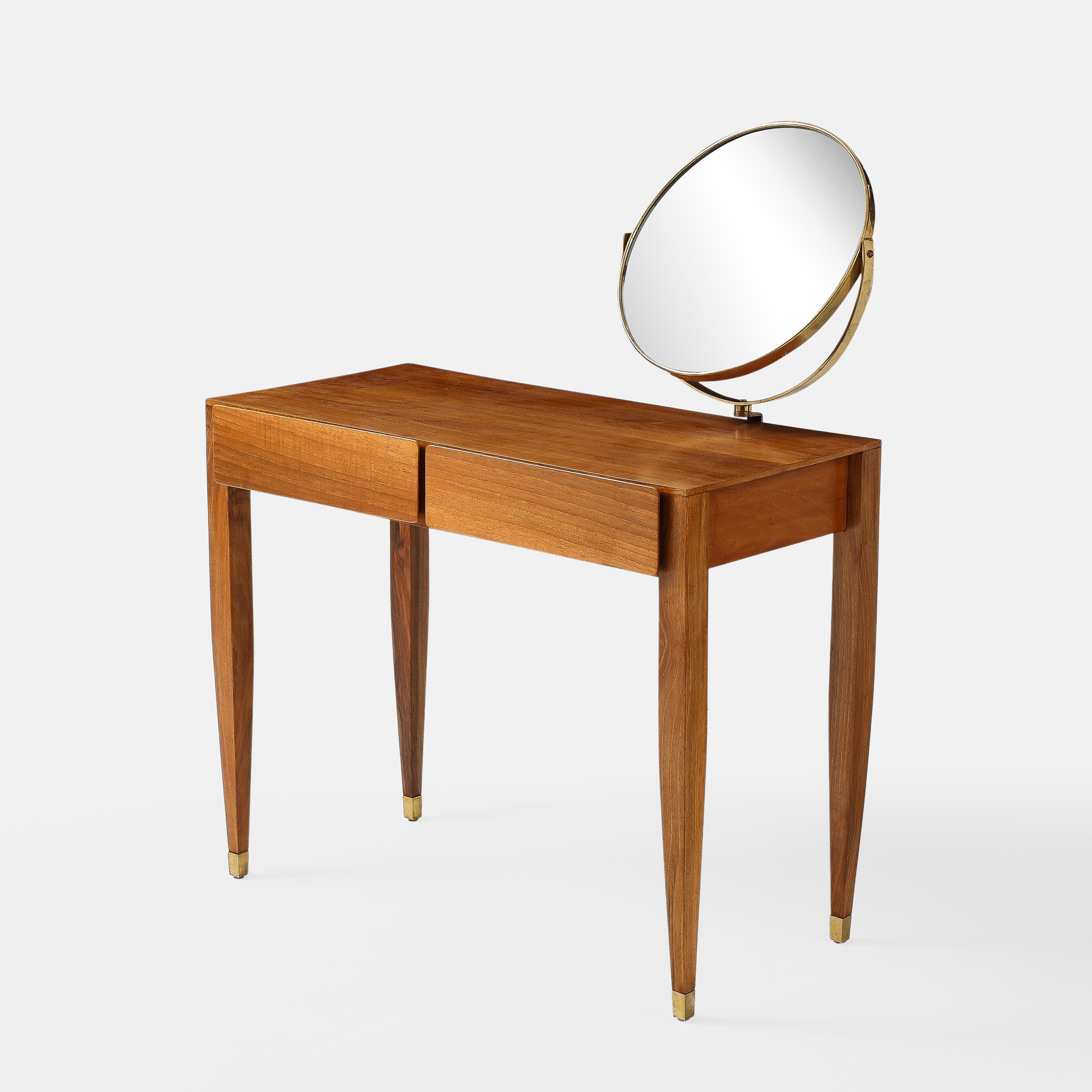 Brass Gio Ponti for Giordano Chiesa Vanity Table with Mirror from Hotel Royal, Naples For Sale