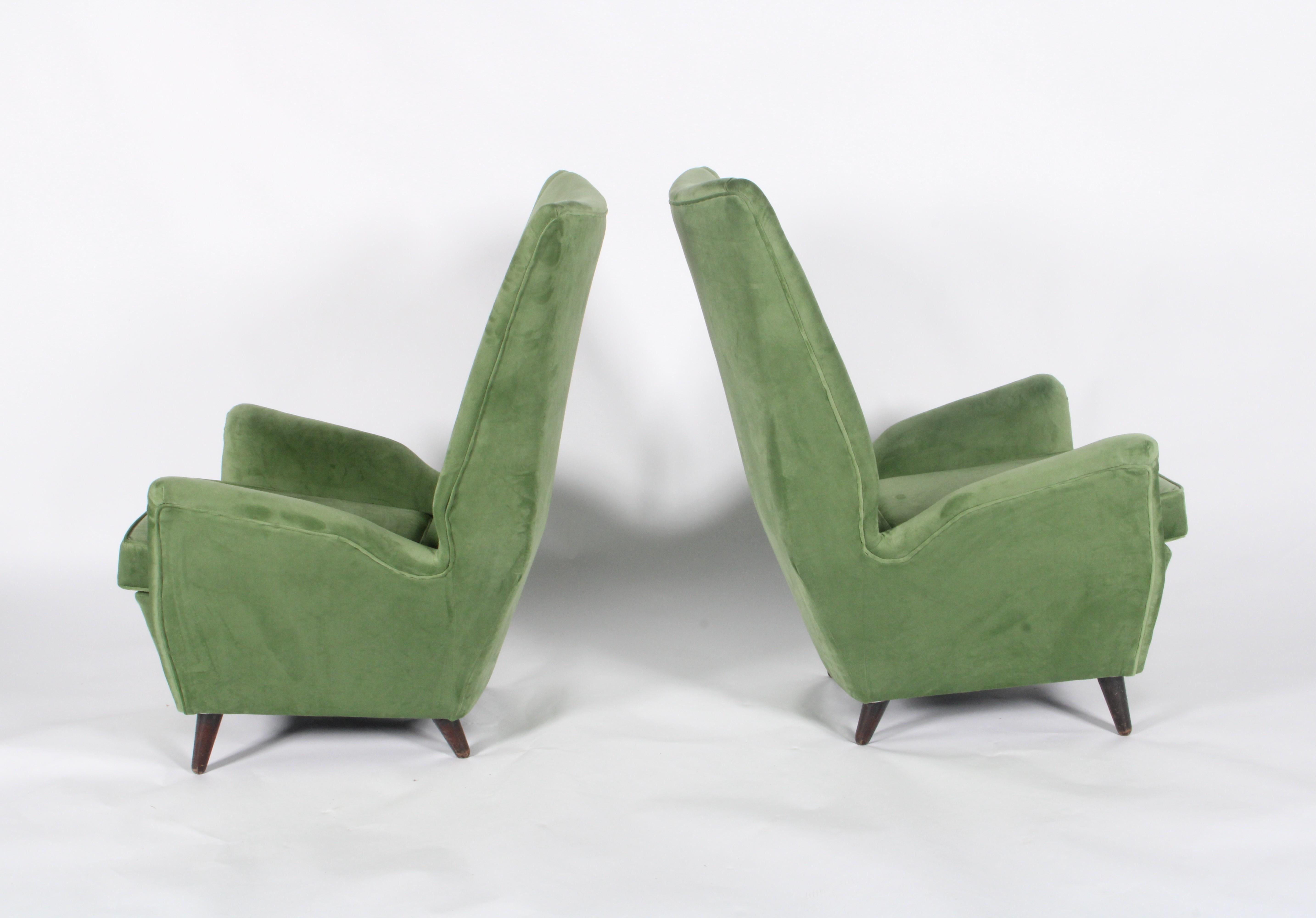 Gio Ponti for Isa Bergamo Mid Century Modern Wing Back Armchairs For Sale 4