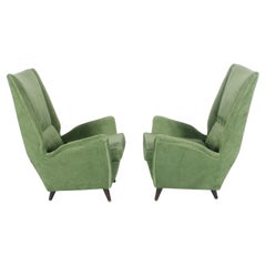 Gio Ponti for Isa Bergamo Mid Century Modern Wing Back Armchairs