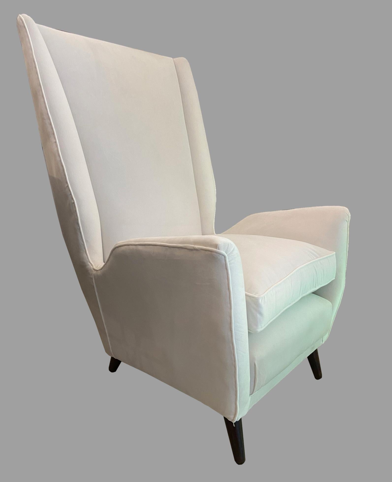 Fabric Gio Ponti for ISA High Back Armchair, Italy, 1950s For Sale