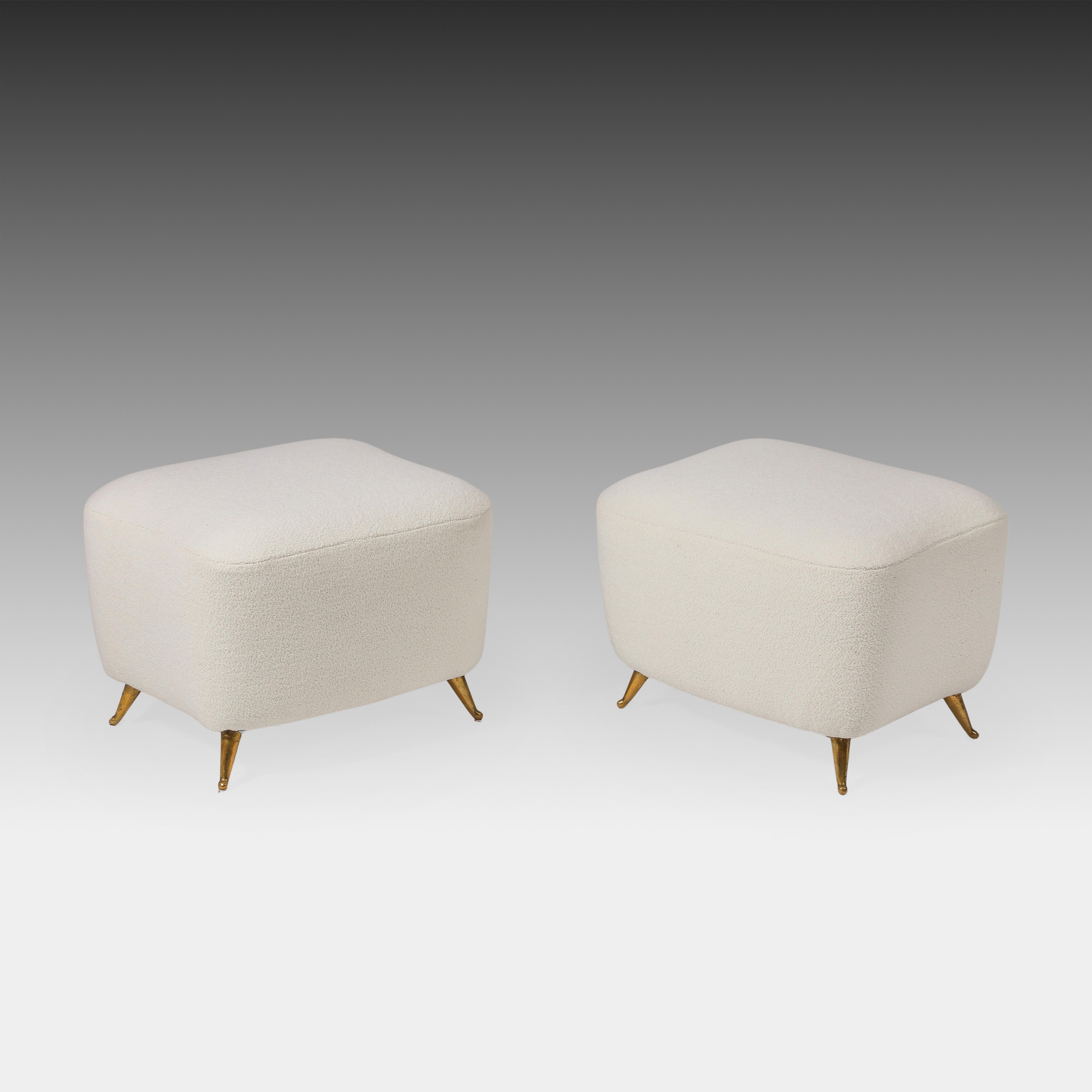 Gio Ponti für ISA Seltenes Paar elfenbeinfarbener Bouclé-Sessel oder Lounge-Sessel 1950er Jahre im Angebot 3