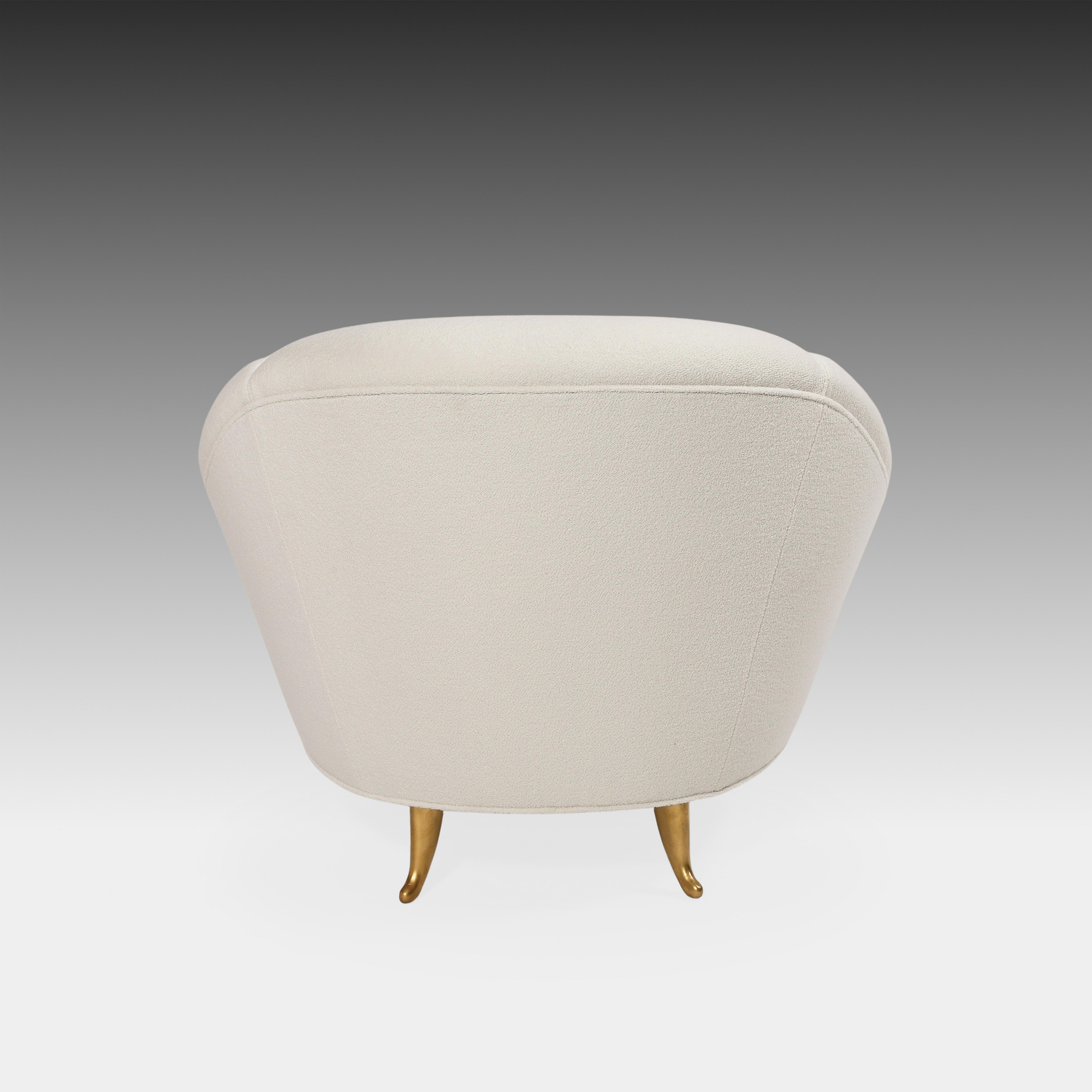 Gio Ponti for ISA Rare Set of Four Ivory Bouclé Armchairs or Lounge Chairs 1950s For Sale 8