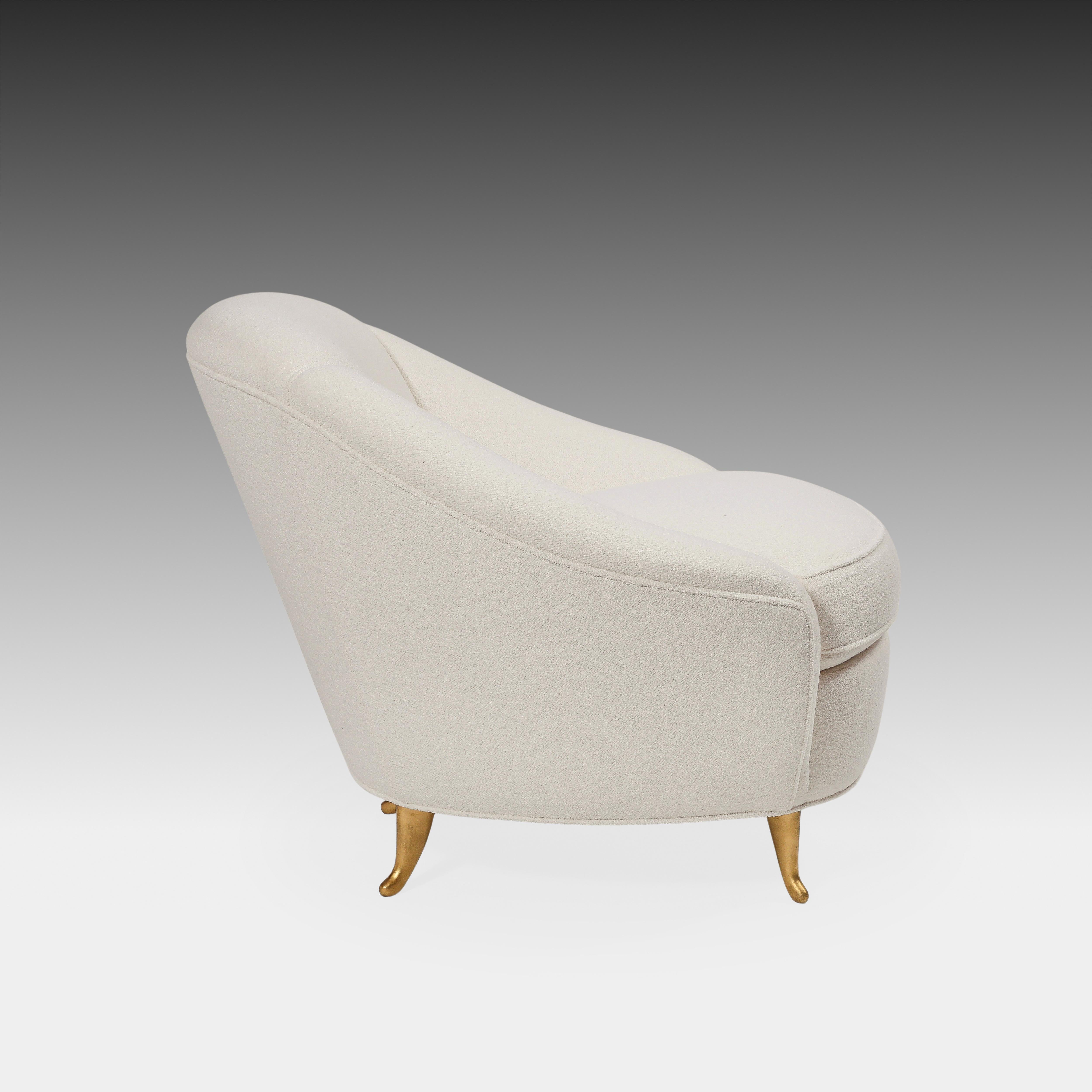 Gio Ponti for ISA Rare Set of Four Ivory Bouclé Armchairs or Lounge Chairs 1950s For Sale 9