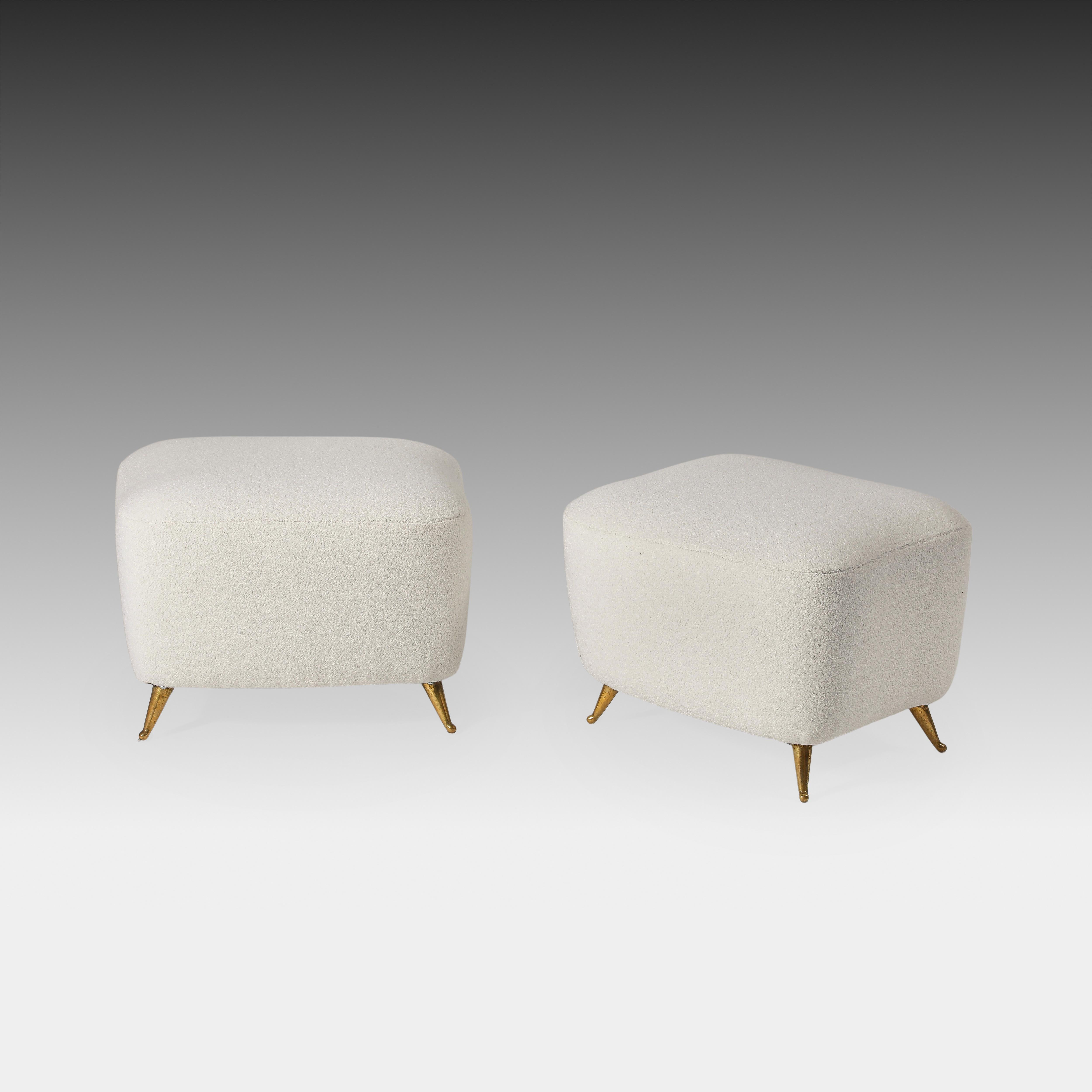 Gio Ponti für ISA Seltenes Paar elfenbeinfarbener Bouclé-Sessel oder Lounge-Sessel 1950er Jahre im Angebot 1