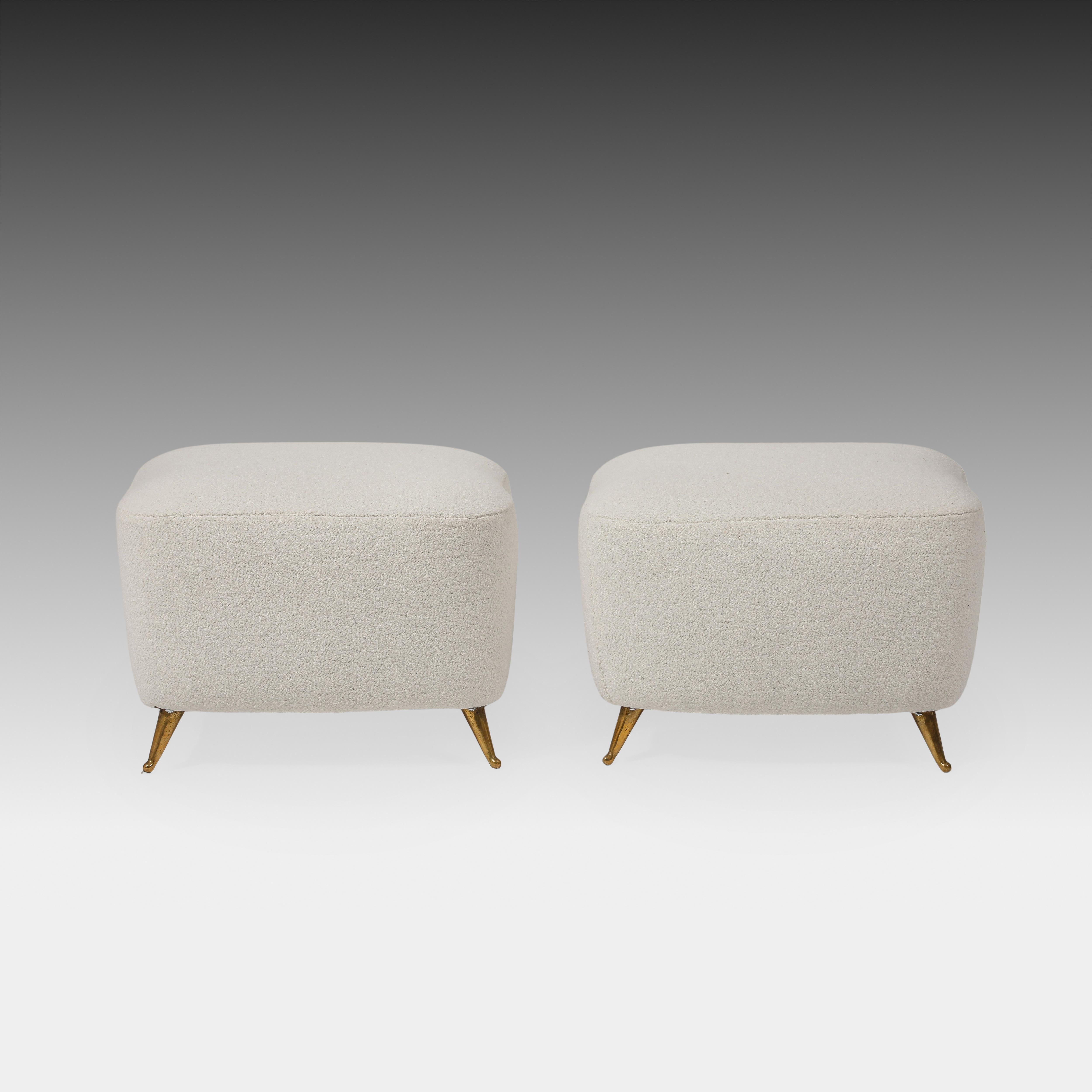 Gio Ponti für ISA Seltenes Paar elfenbeinfarbener Bouclé-Sessel oder Lounge-Sessel 1950er Jahre im Angebot 2