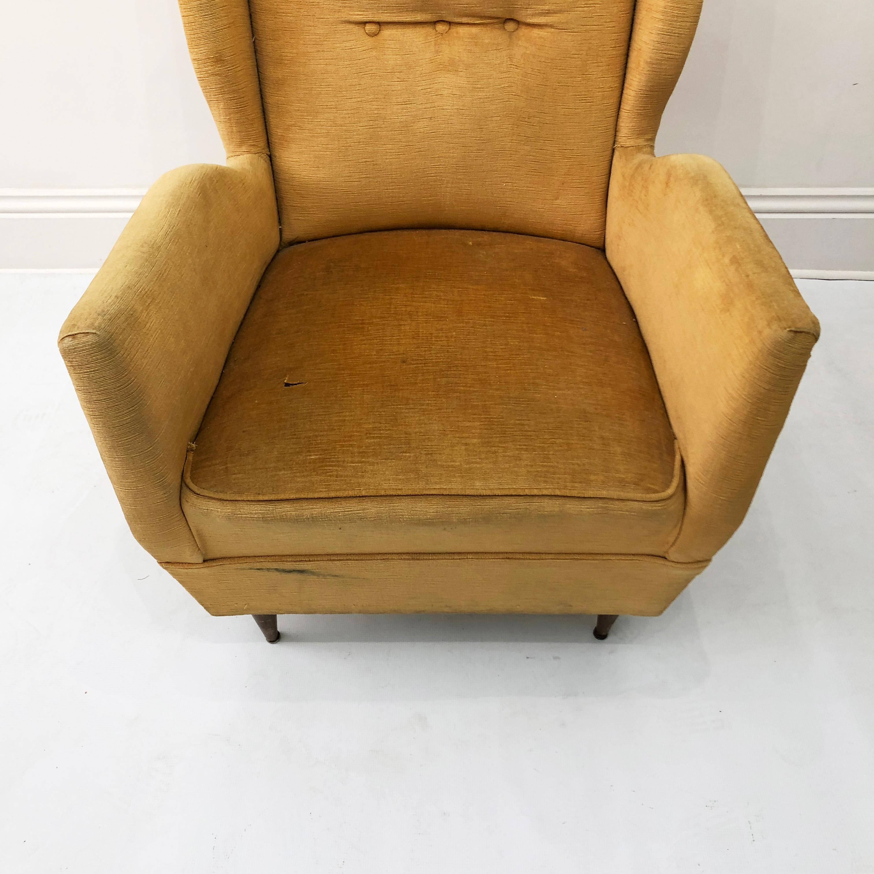 Italian Gio Ponti For I.S.A Wingback Armchair, 1950s Midcentury For Sale