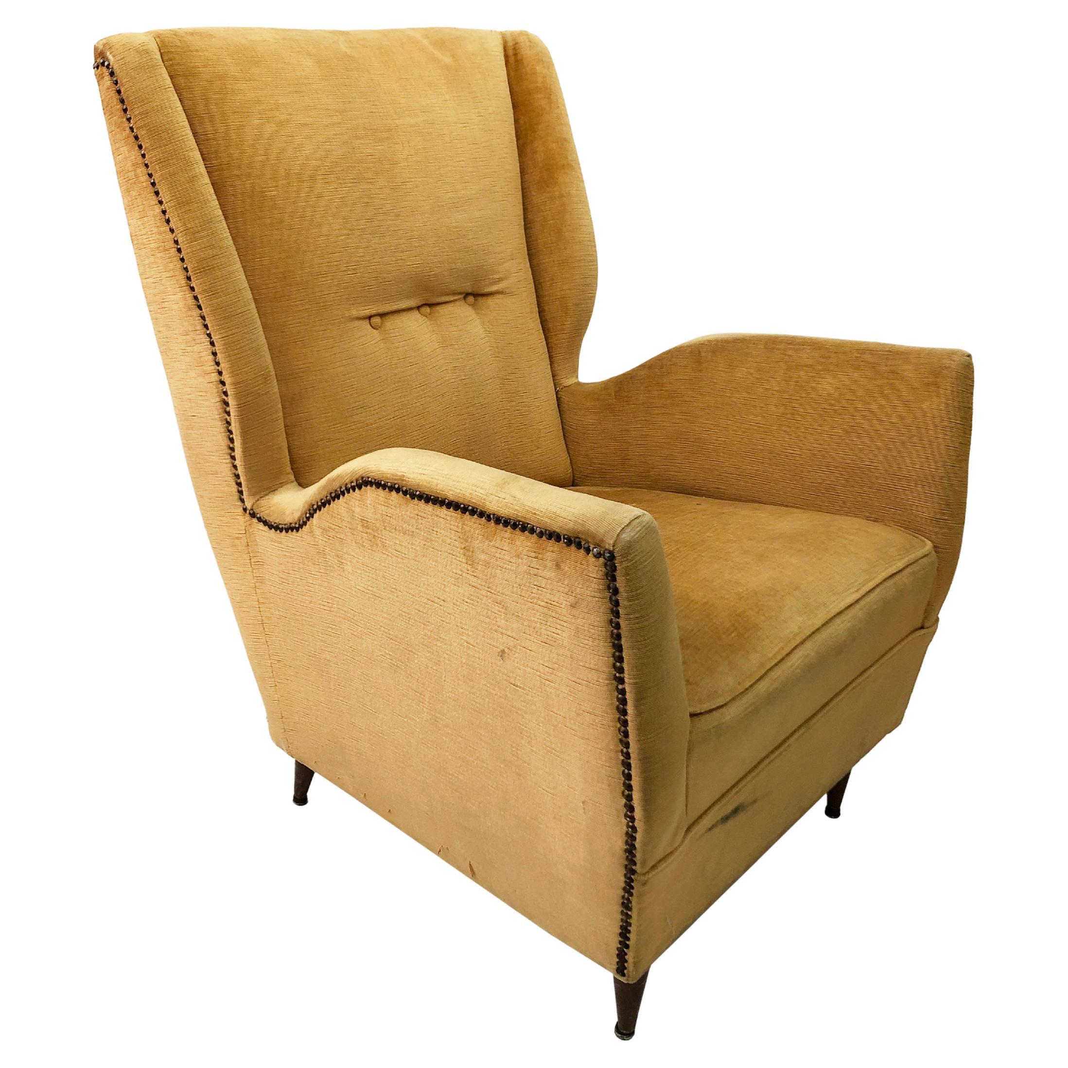 Gio Ponti For I.S.A Wingback Armchair, 1950s Midcentury For Sale