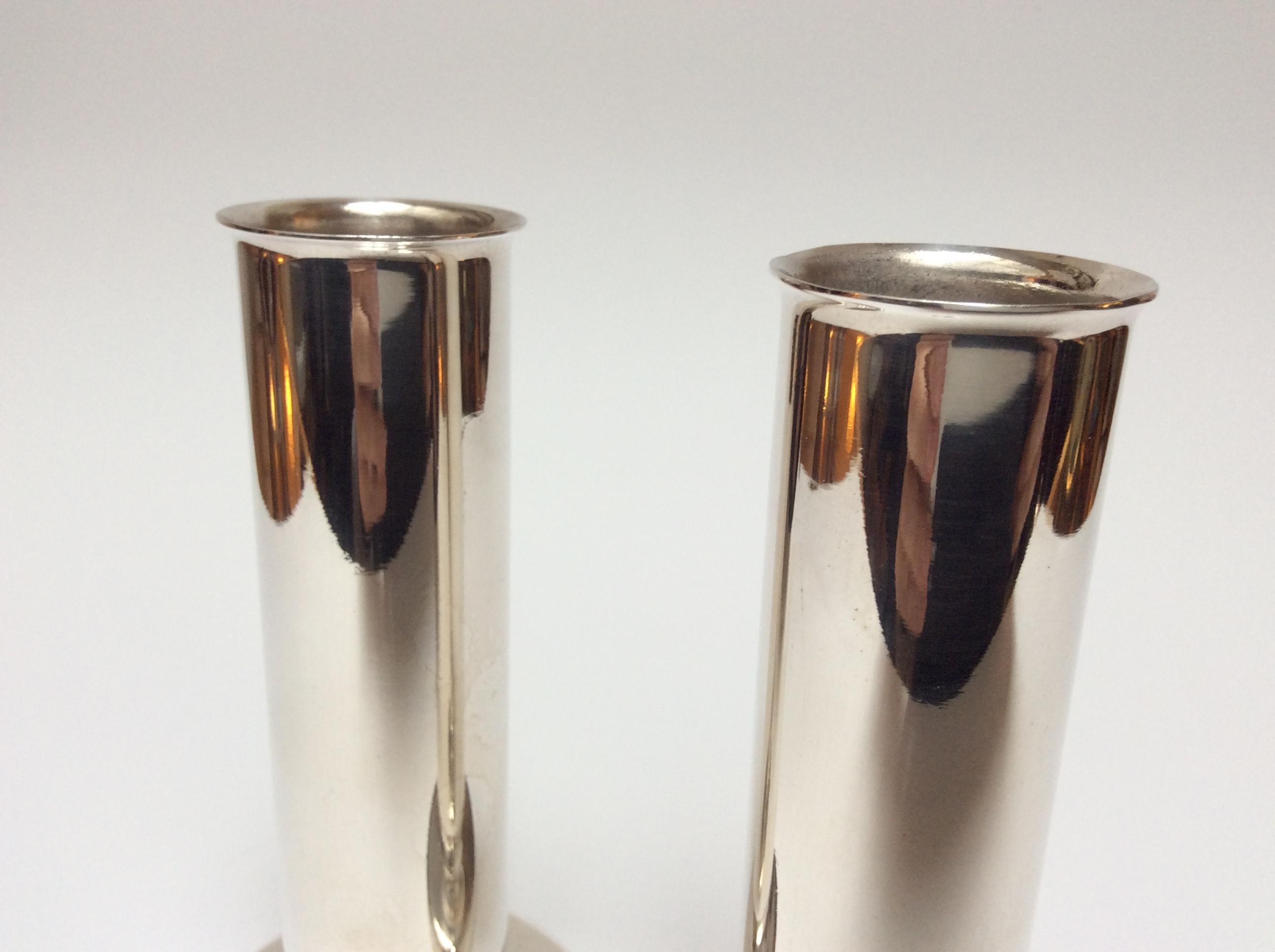 Gio Ponti for Krupp Milano Silver Plate Alpacca Pair of Vases or Candlesticks 1