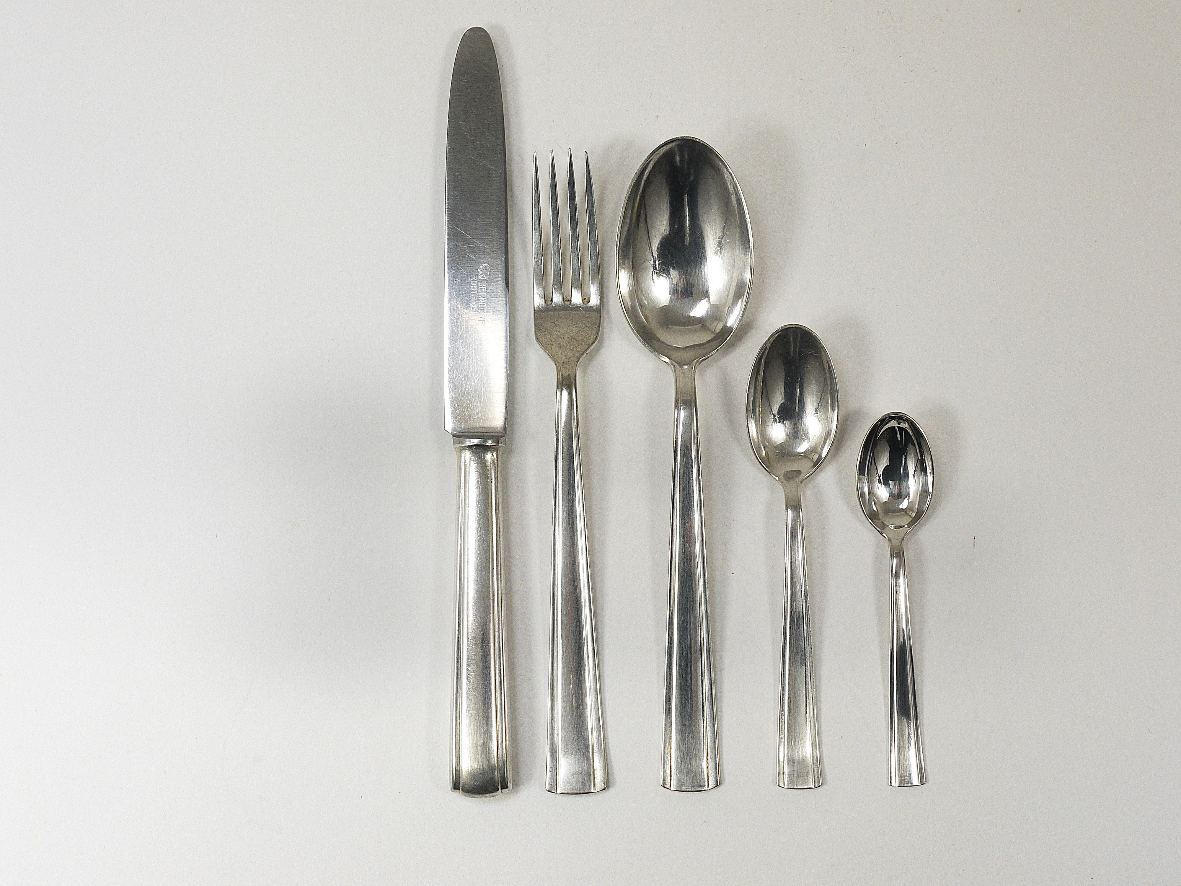 Art Deco Gio Ponti for Krupp Silvered Flatware Cutlery for Six, 31 pcs., Austria, 1950s For Sale