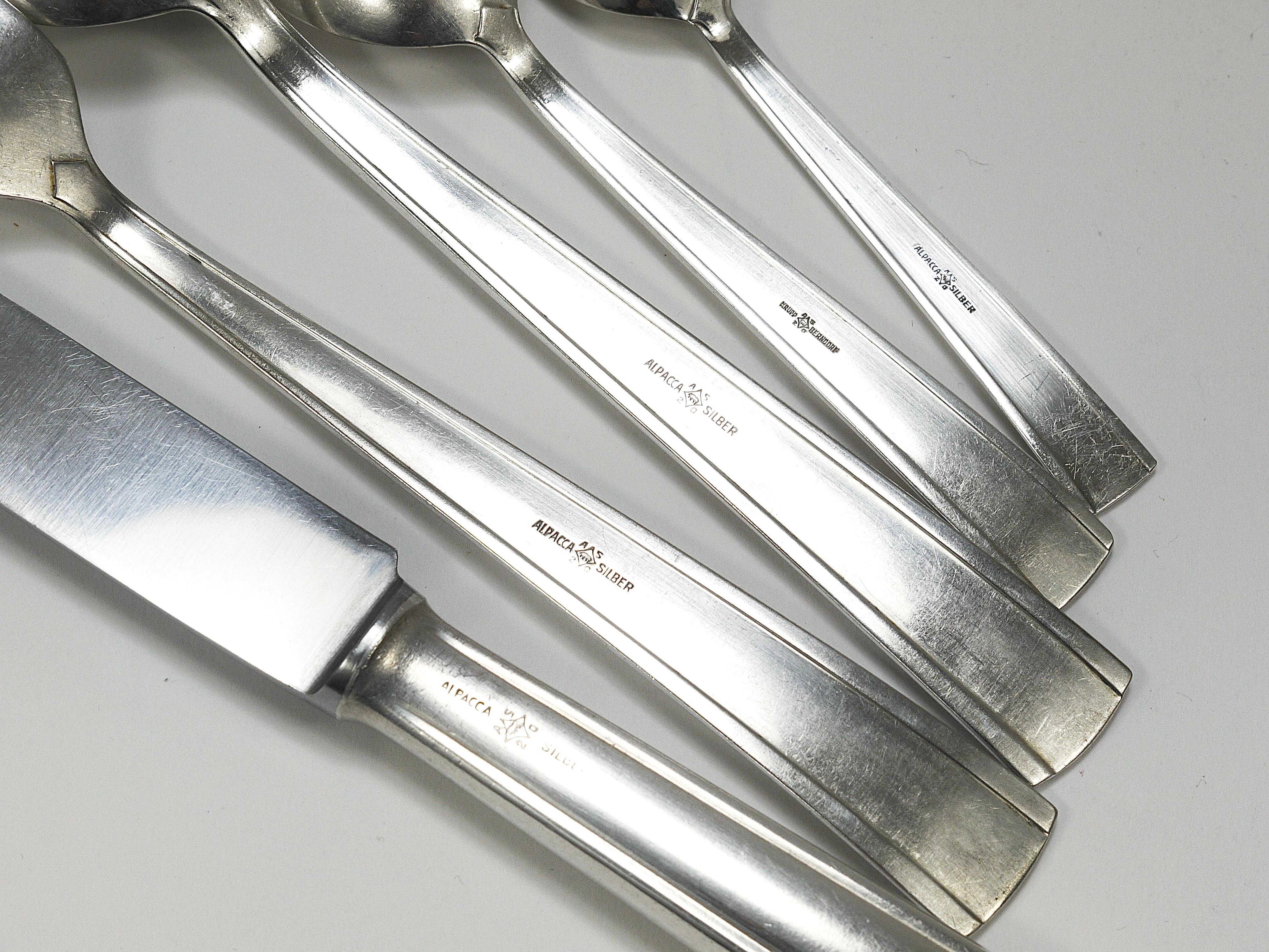 Metal Gio Ponti for Krupp Silvered Flatware Cutlery for Six, 31 pcs., Austria, 1950s For Sale