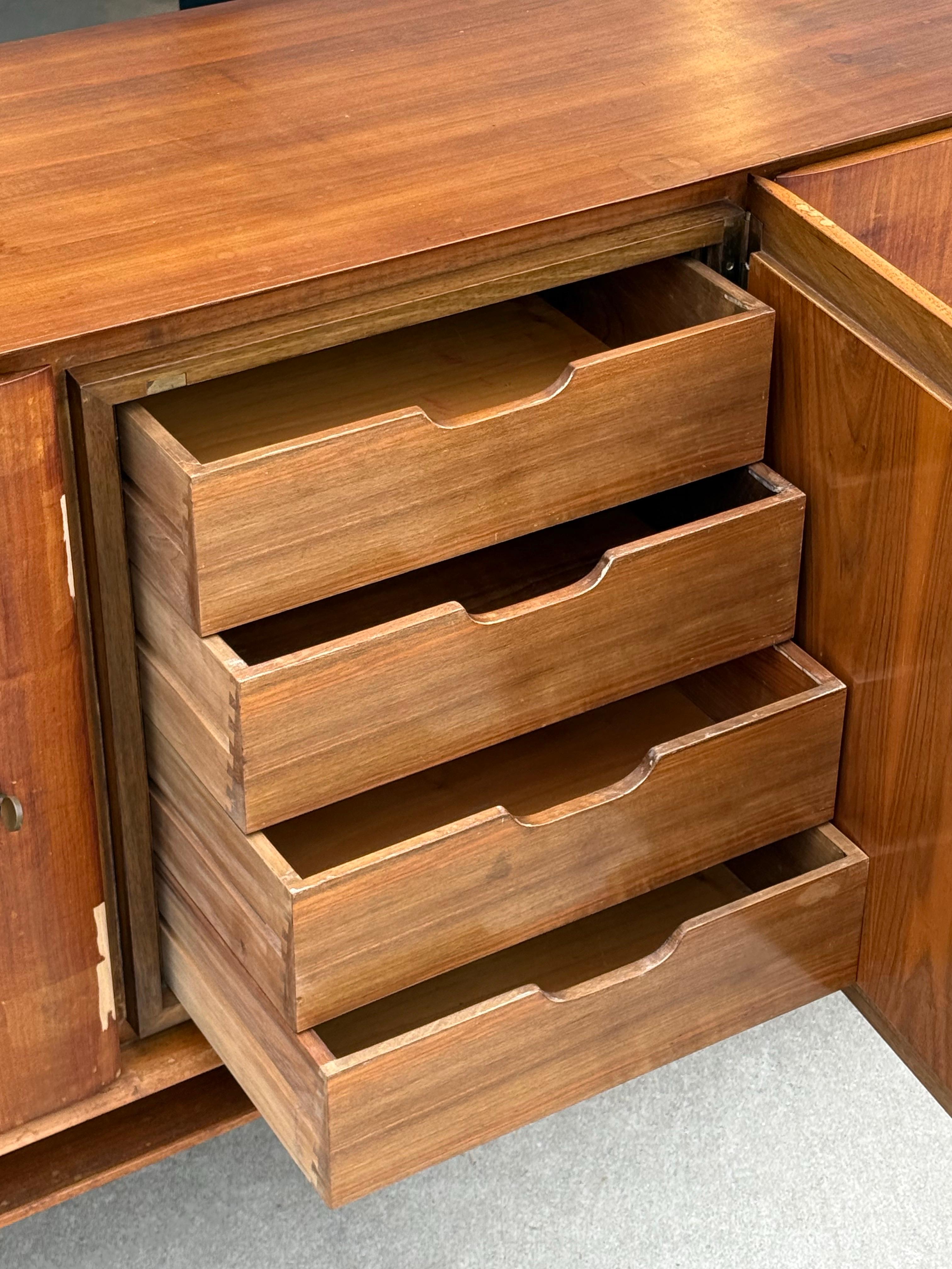 Wood Gio Ponti for M. Singer and Sons Rare Model 2160 Floating Credenza For Sale