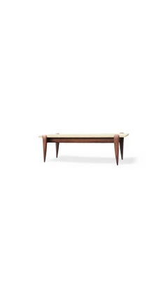 Gio Ponti for M. Singer & Sons Sculpted Walnut & Travertine Coffee Table