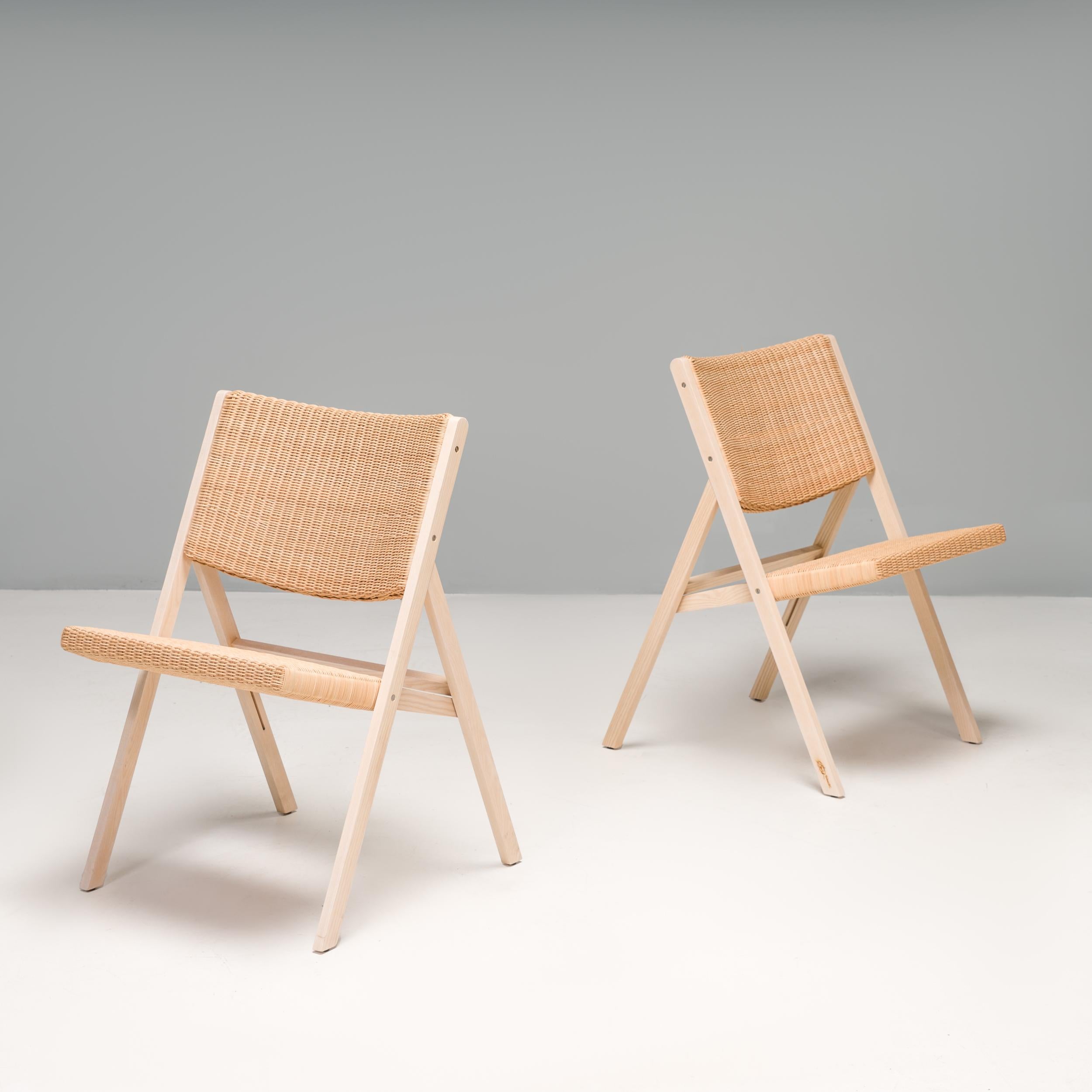 Italian Gio Ponti for Molteni&C D.270.1 Wicker Folding Chairs, Set of 2 For Sale