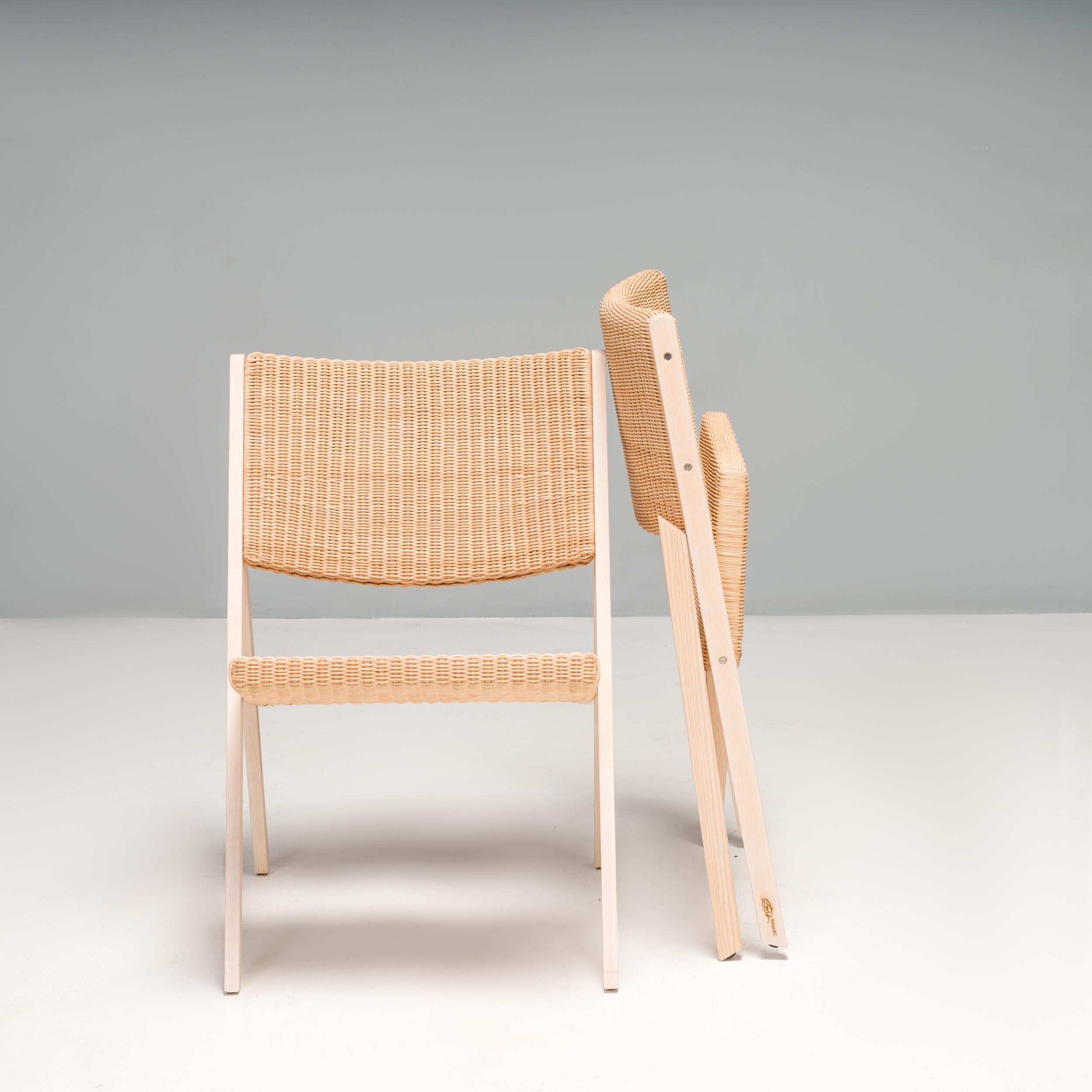 Gio Ponti for Molteni&C D.270.1 Wicker Folding Chairs, Set of 2 In Good Condition For Sale In London, GB