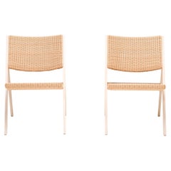 Gio Ponti for Molteni&C D.270.1 Wicker Folding Chairs, Set of 2