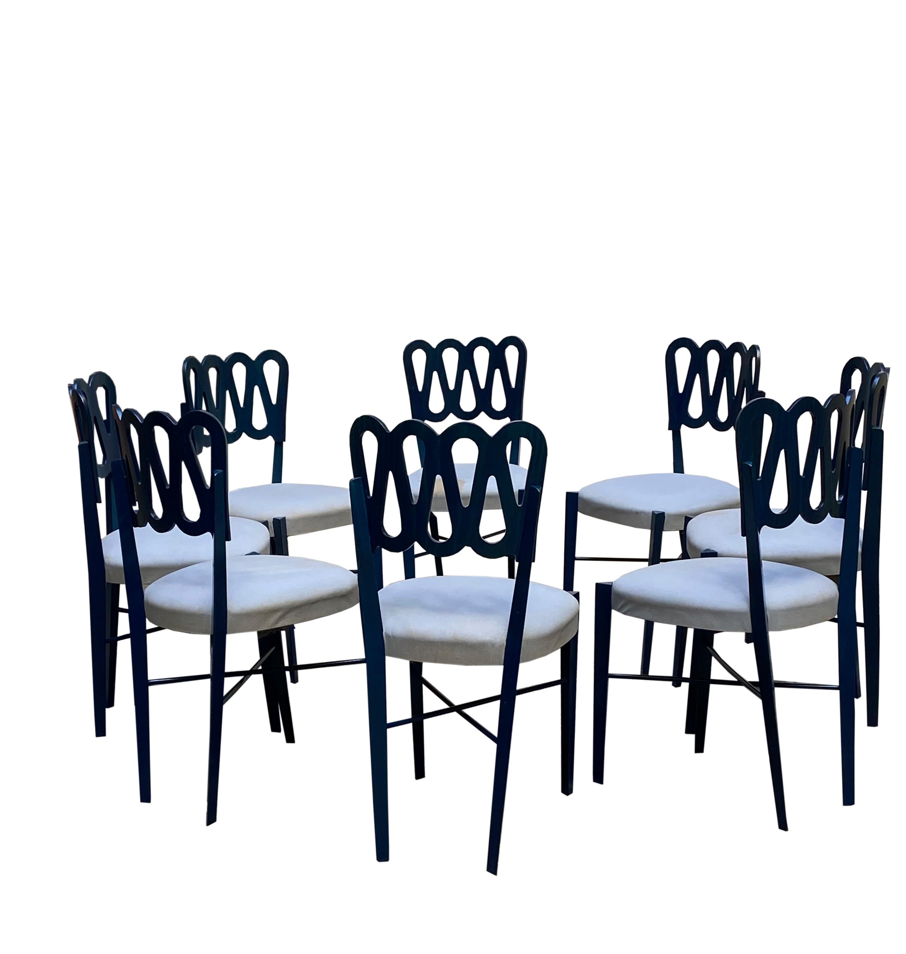 Mid-Century Modern Gio Ponti for Monrtina Set of 8 Chairs Model 