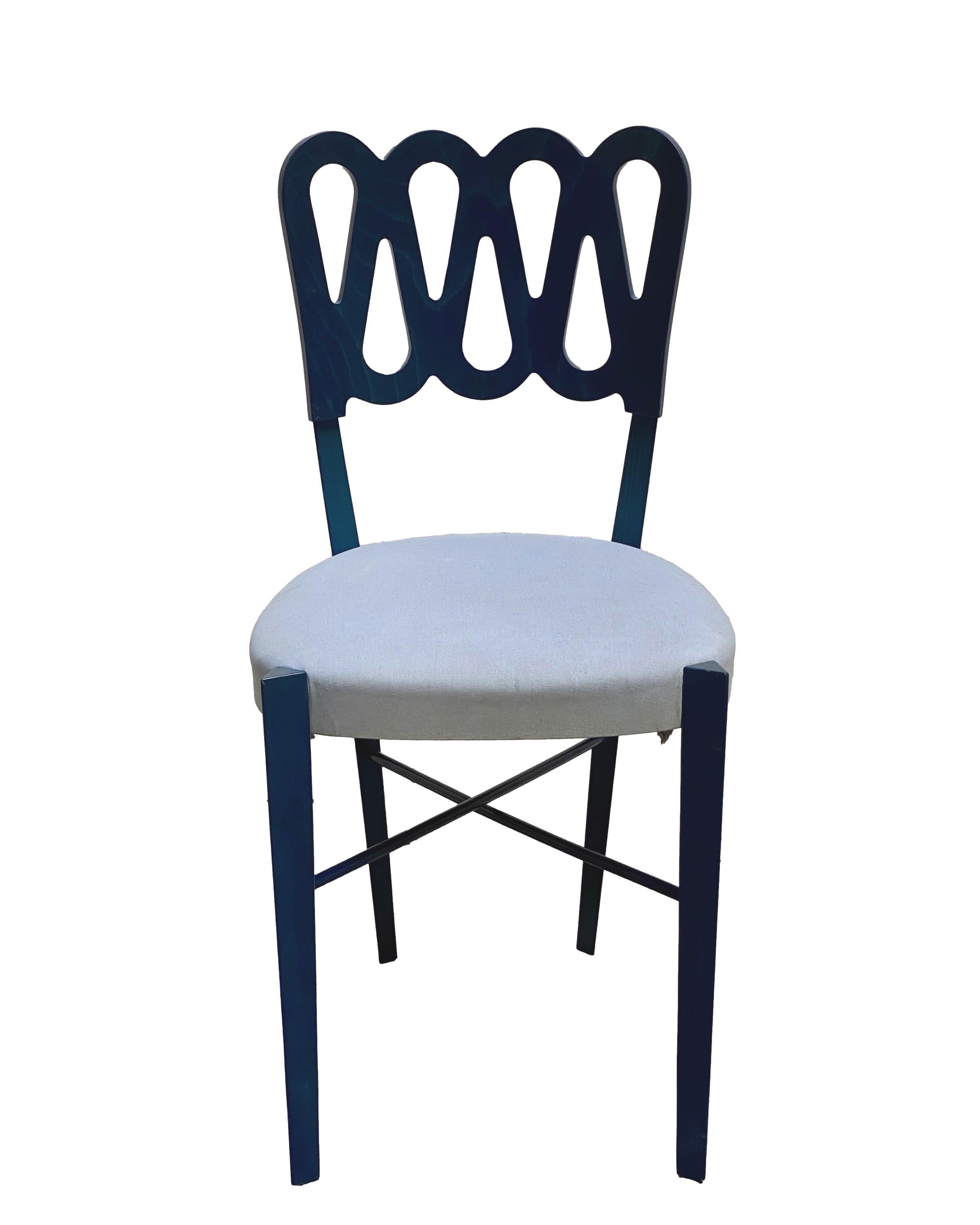 Fabric Gio Ponti for Monrtina Set of 8 Chairs Model 