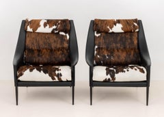 Gio Ponti Dezza Lounge Chairs for Poltro Frau, Cowhide & Leather, Italian Design