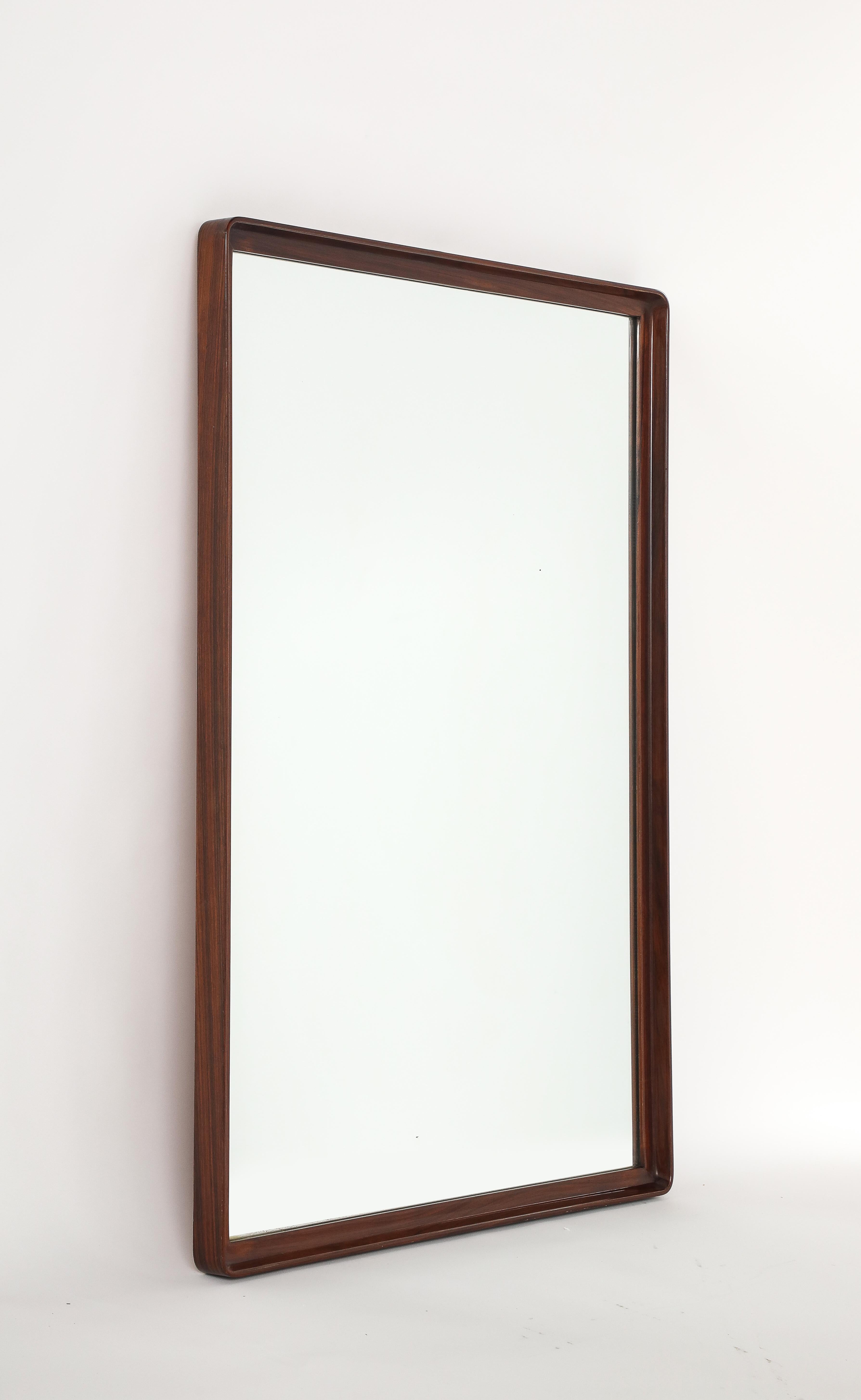 Gio Ponti Att. for Prod. Dassi Walnut Wall Mirror, circa 1950 For Sale 4