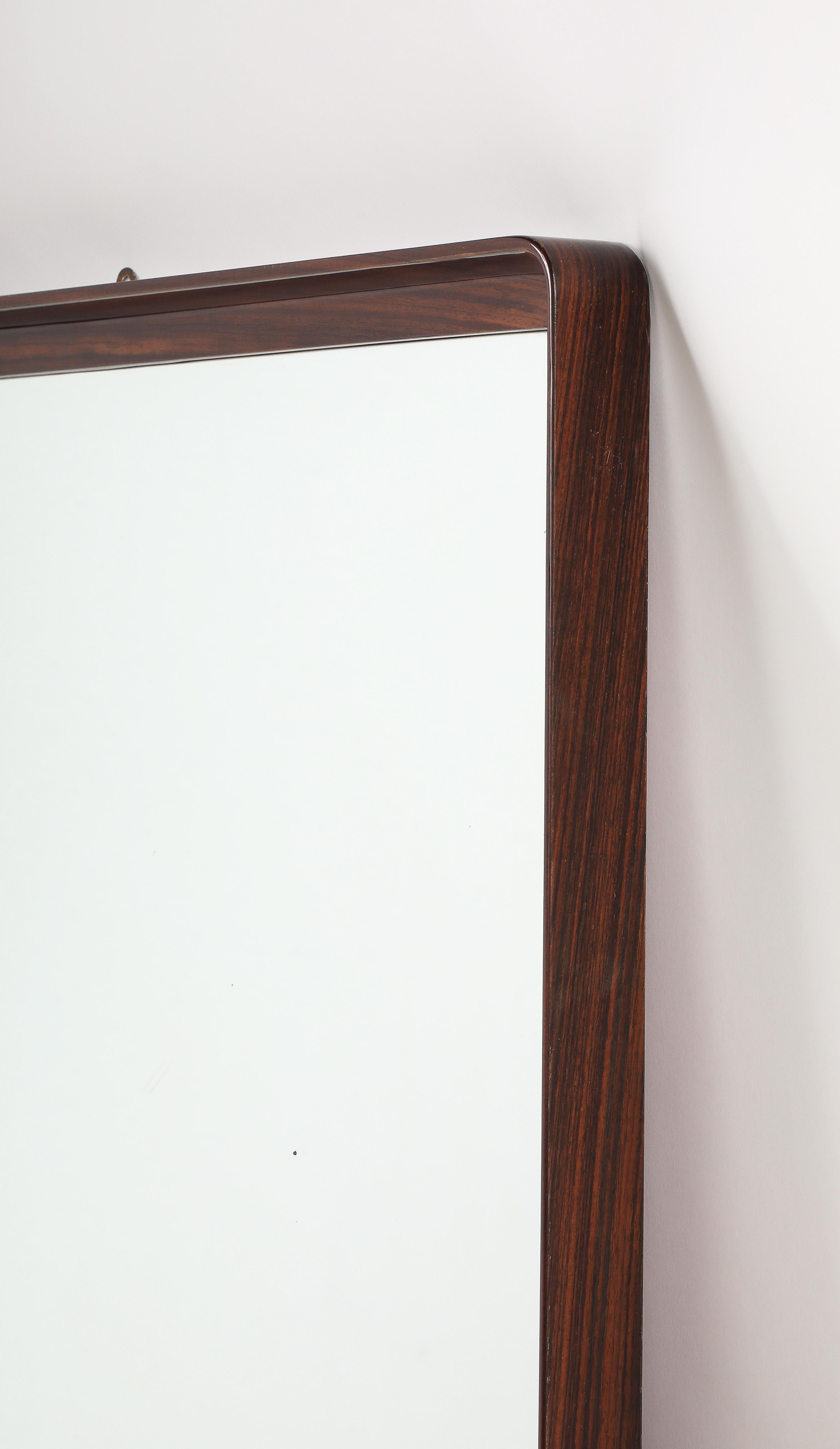 Mid-Century Modern Gio Ponti Att. for Prod. Dassi Walnut Wall Mirror, circa 1950 For Sale