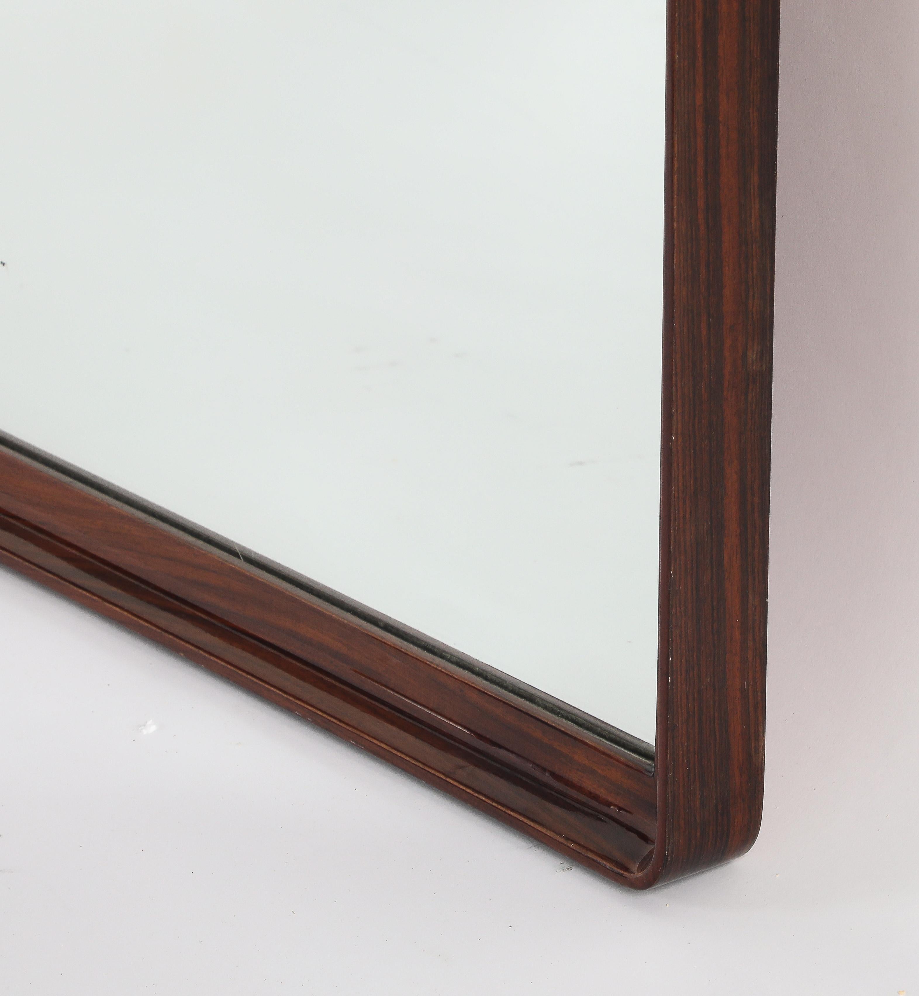 Italian Gio Ponti Att. for Prod. Dassi Walnut Wall Mirror, circa 1950 For Sale