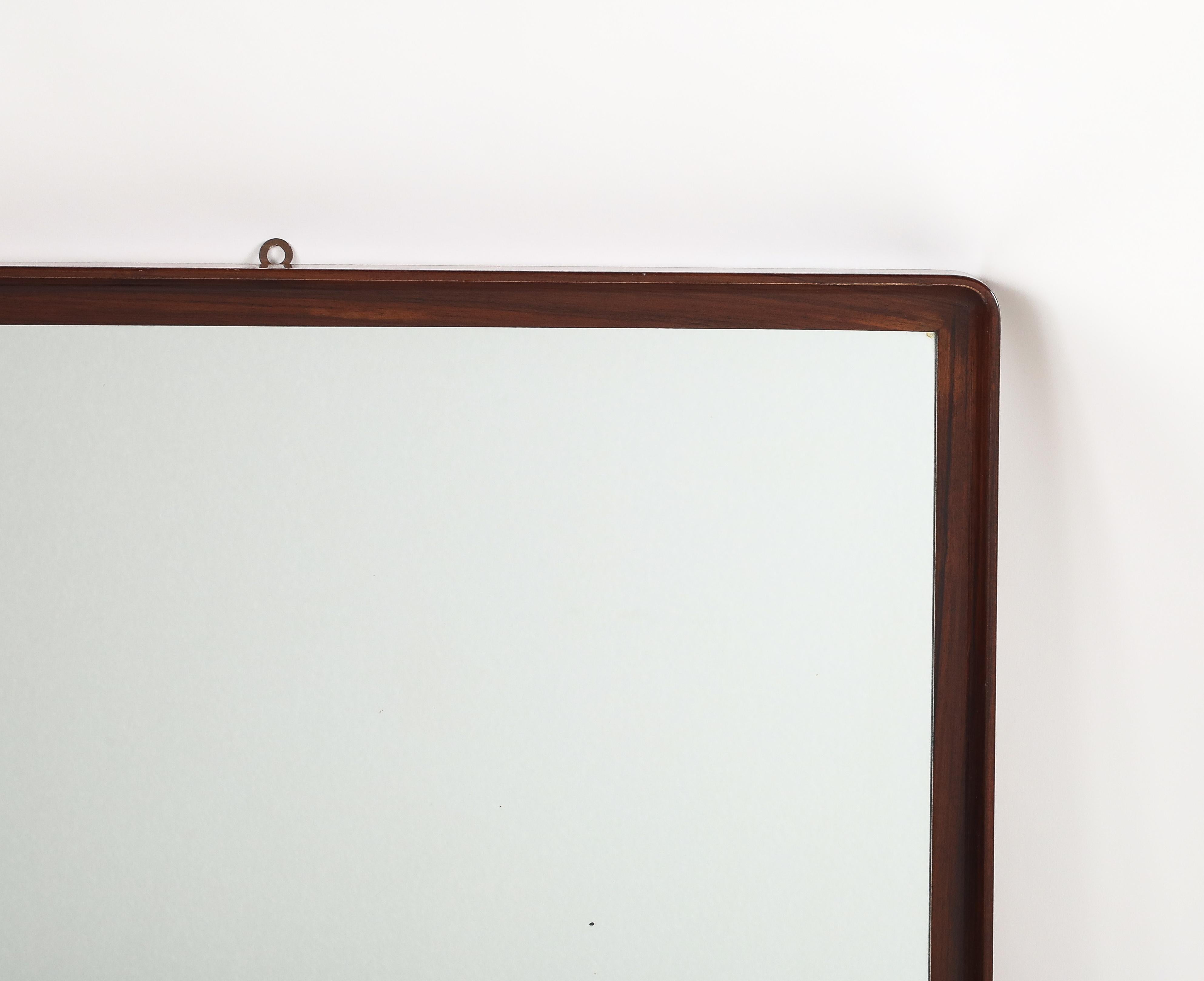 Gio Ponti Att. for Prod. Dassi Walnut Wall Mirror, circa 1950 In Good Condition For Sale In New York, NY