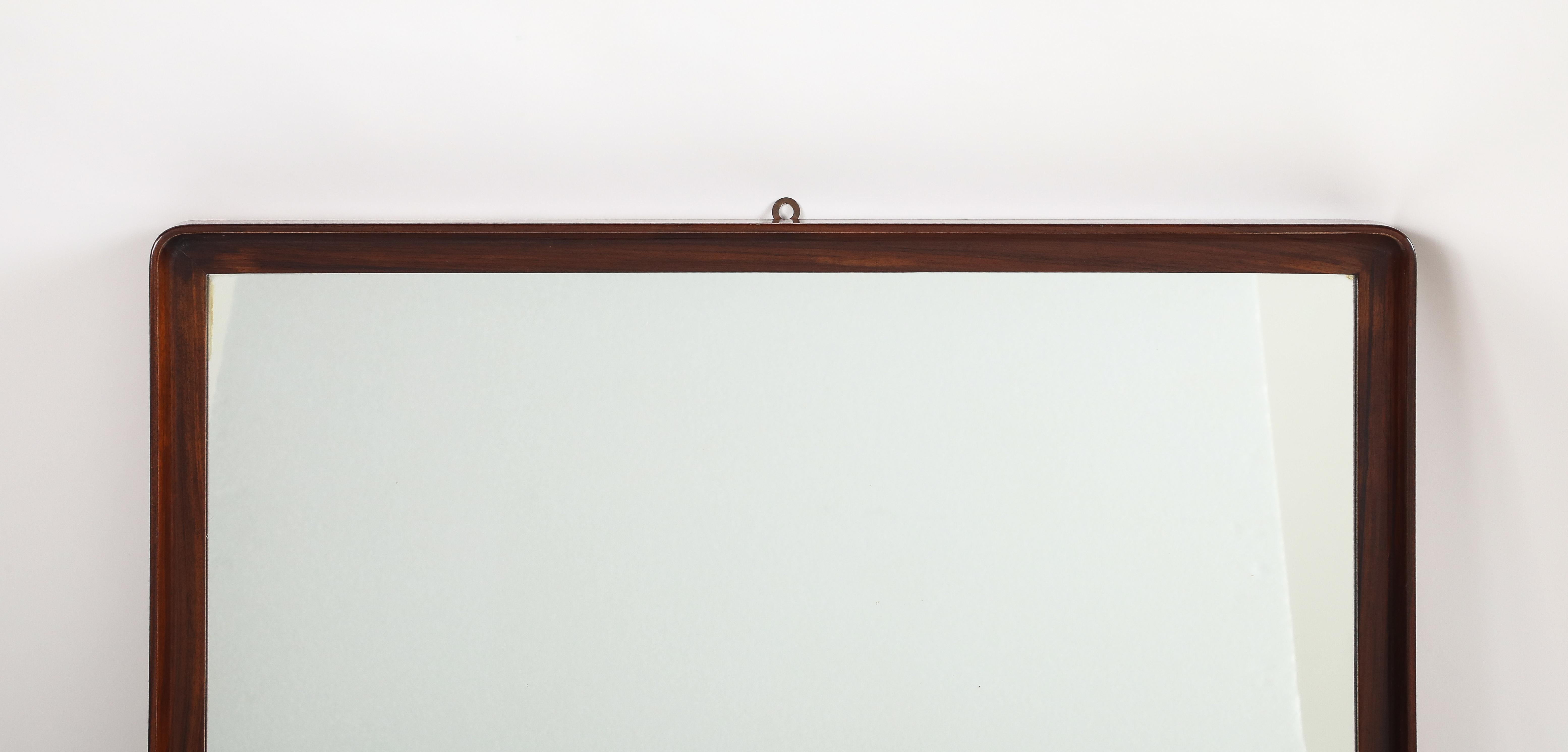 Mid-20th Century Gio Ponti Att. for Prod. Dassi Walnut Wall Mirror, circa 1950 For Sale