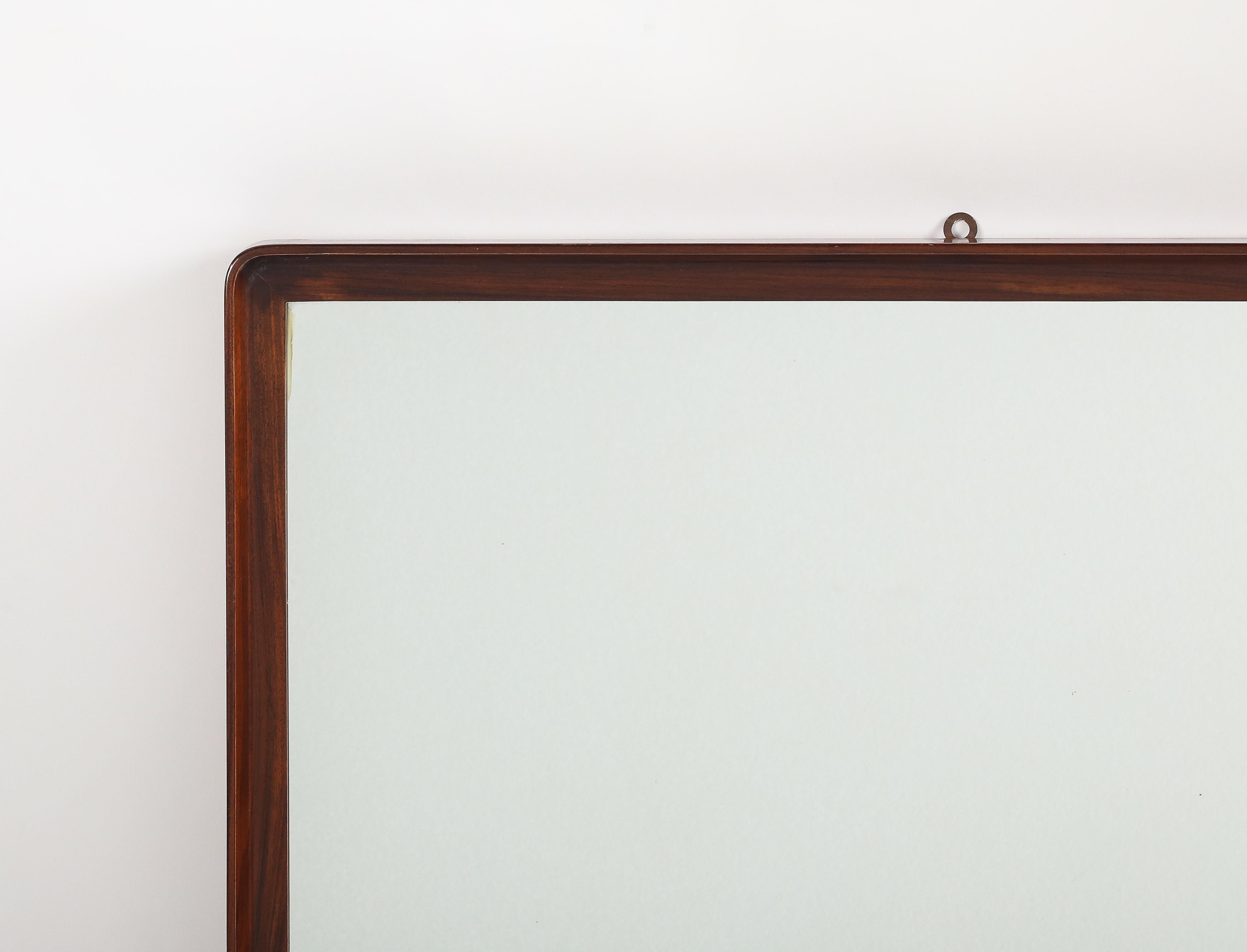 Gio Ponti Att. for Prod. Dassi Walnut Wall Mirror, circa 1950 For Sale 1