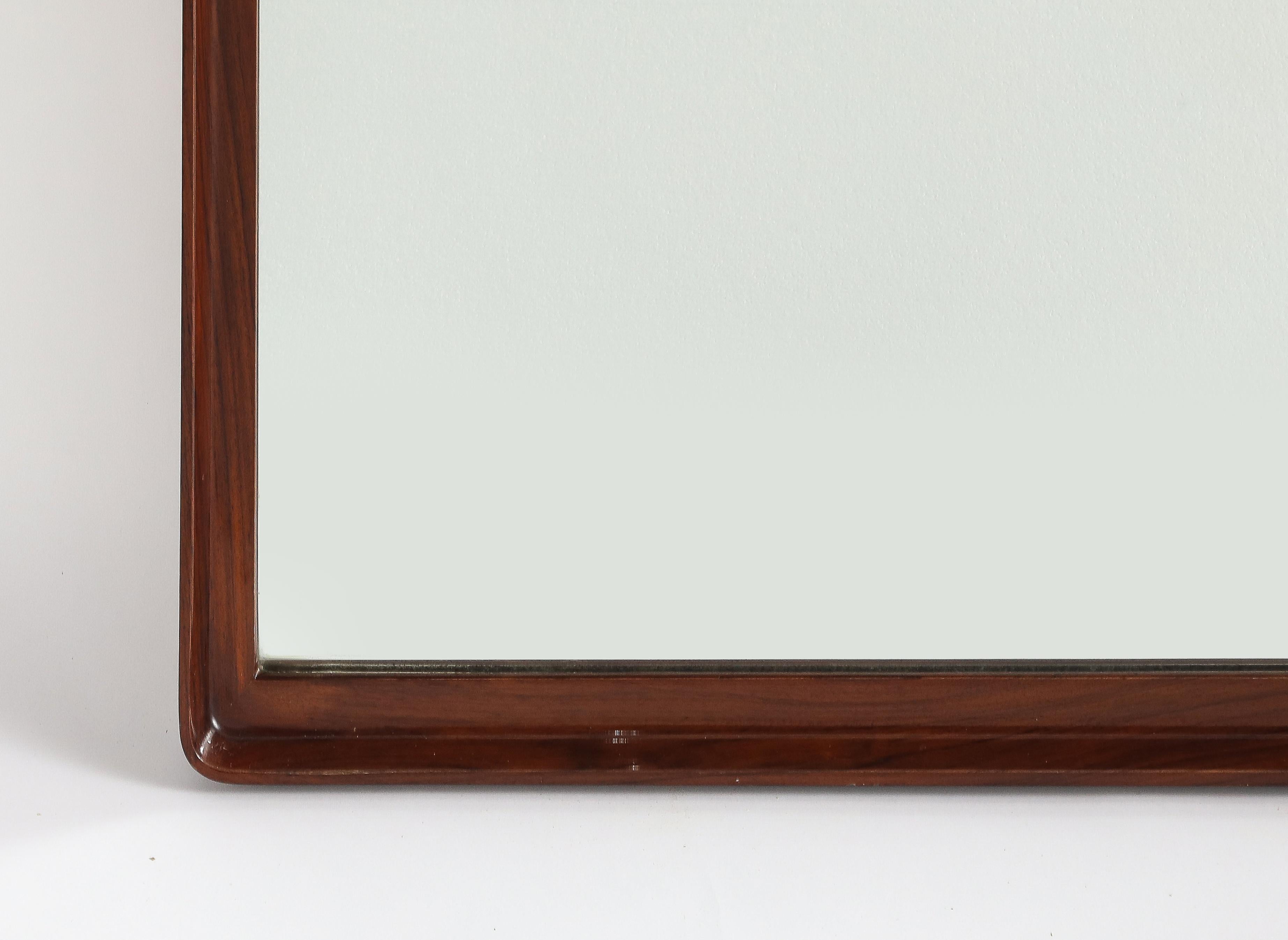 Gio Ponti Att. for Prod. Dassi Walnut Wall Mirror, circa 1950 For Sale 3