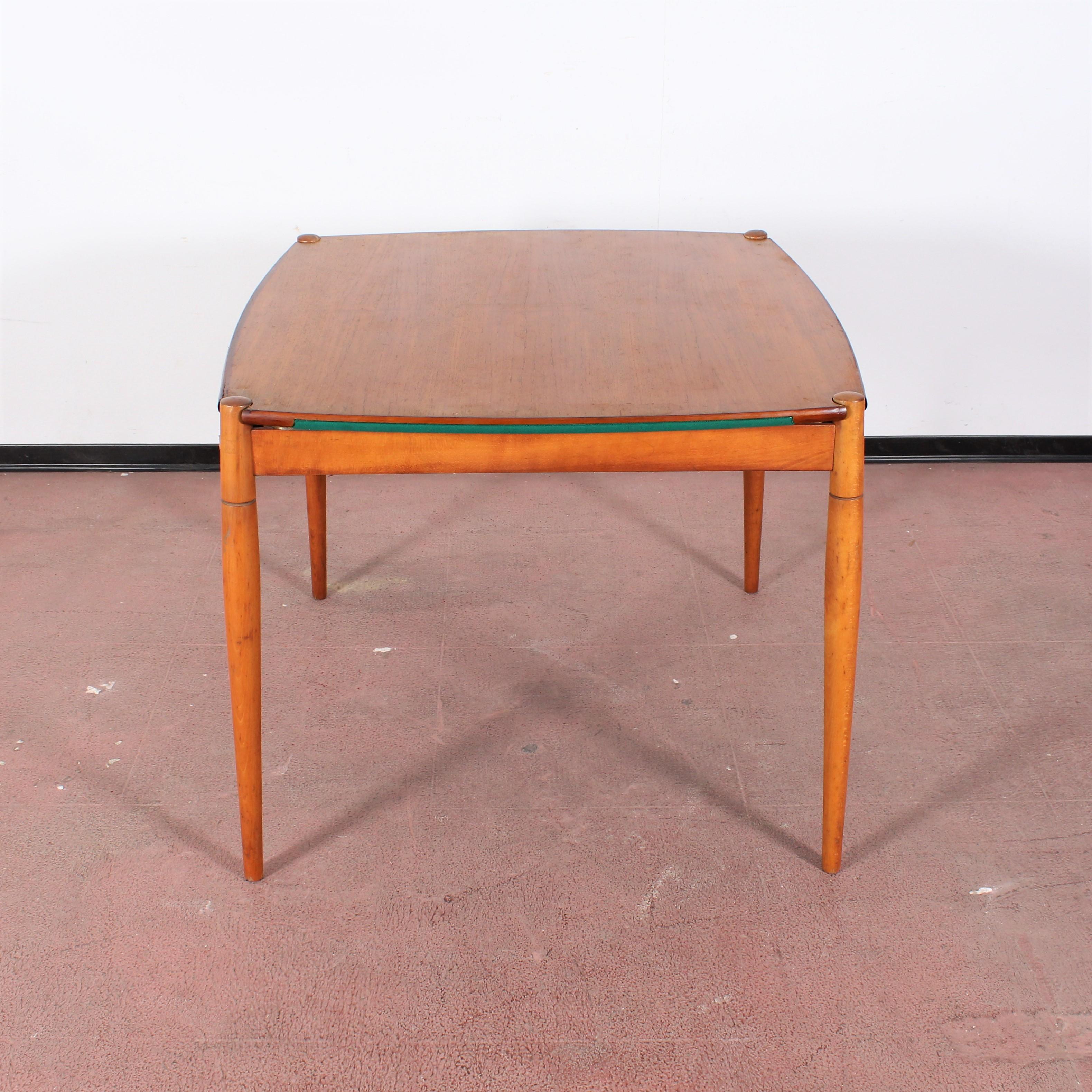 Gio Ponti for Reguitti Square Tilting Wood Poker Table, Italy, 1958 9