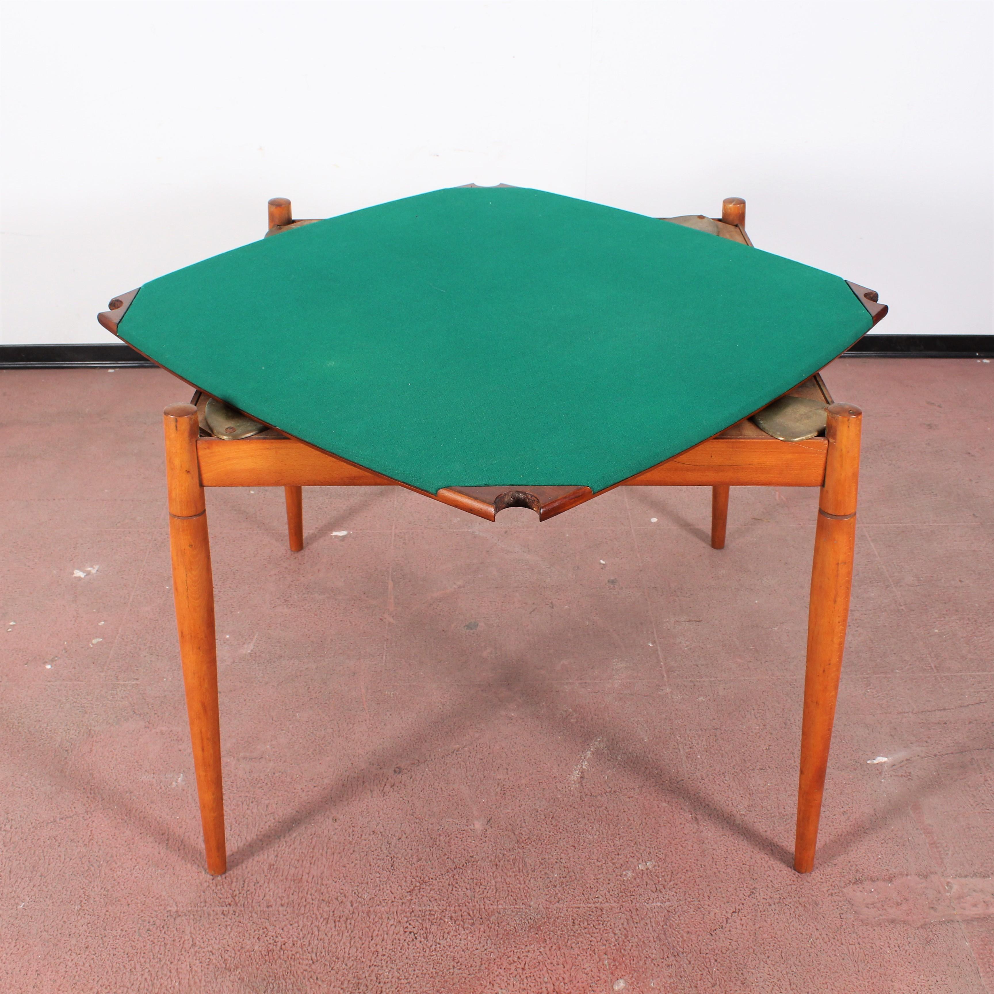 Italian Gio Ponti for Reguitti Square Tilting Wood Poker Table, Italy, 1958