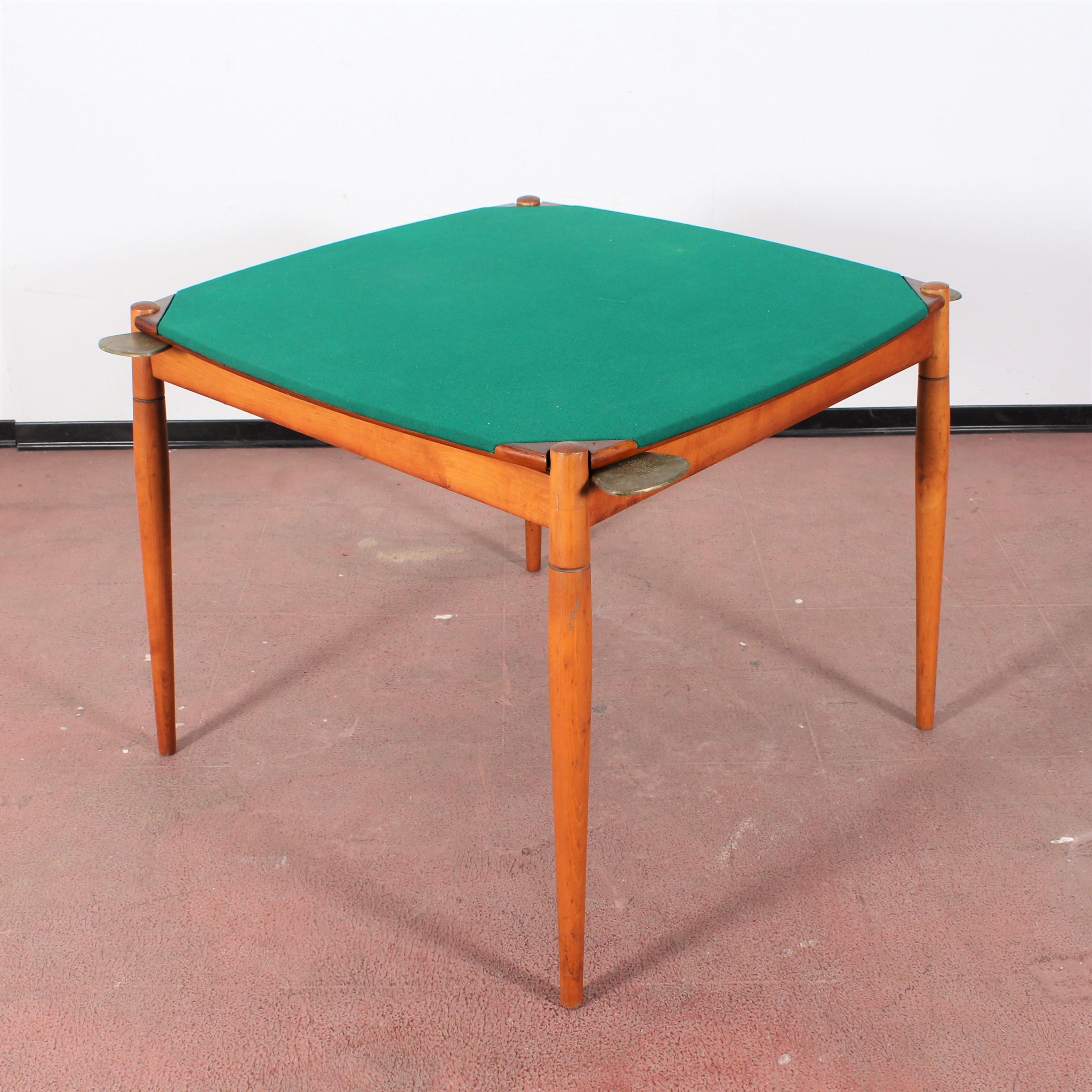 Gio Ponti for Reguitti Square Tilting Wood Poker Table, Italy, 1958 2