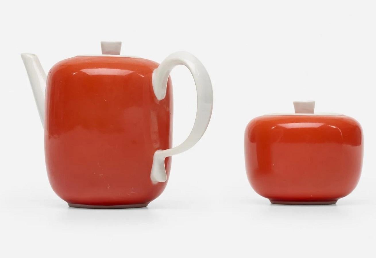 Mid-Century Modern Giovanni Gariboldi for Richard Ginori Ceramic Creamer Sugar Bowl Set For Sale