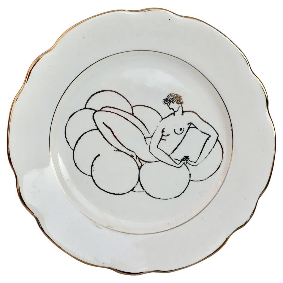 Gio Ponti for Richard Ginori Le Mie Donne Plate 1937 For Sale