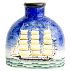 Gio Ponti for Richard Ginori Maritime Vase, Seascape with Boat, Italy, 1930