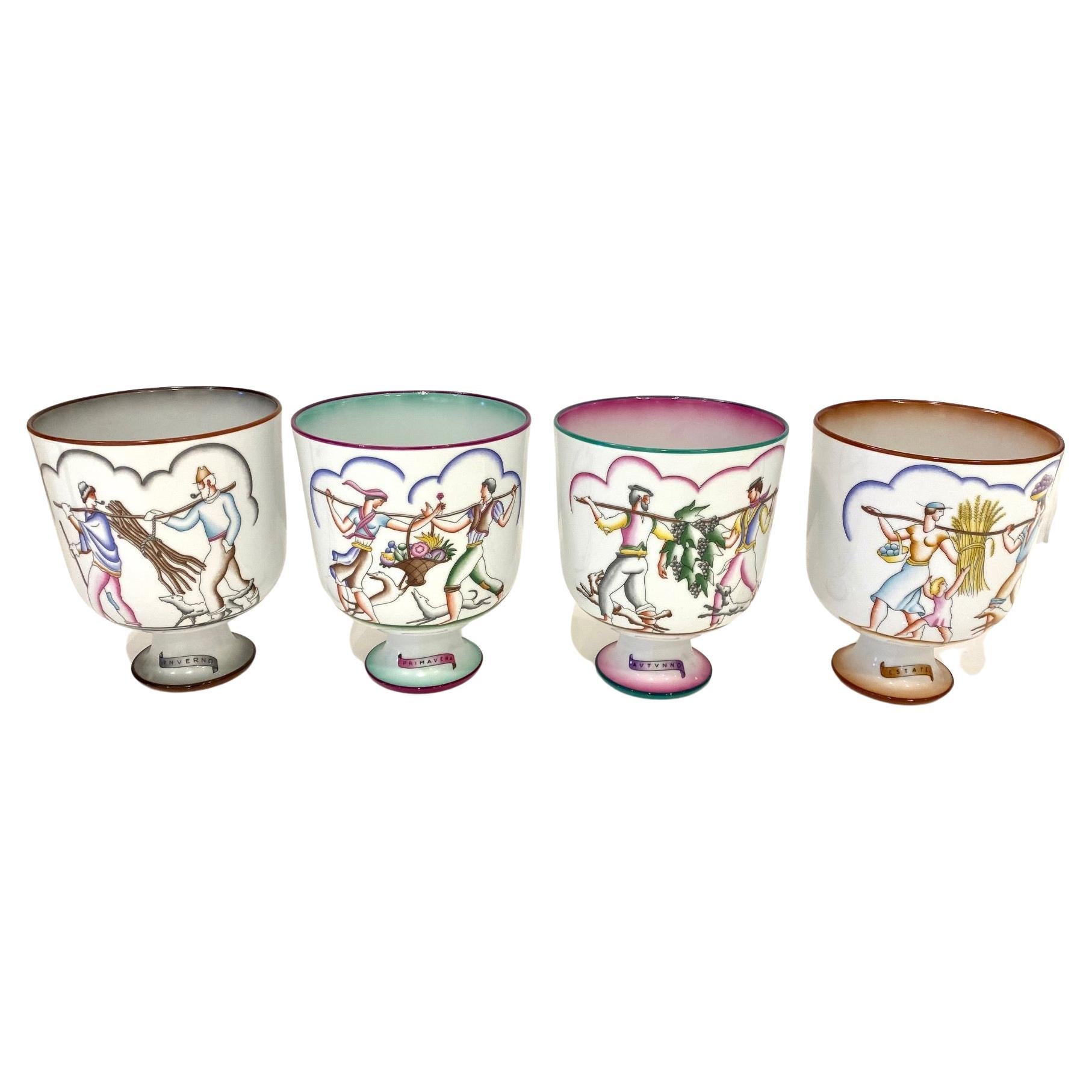 Gio Ponti for Richard Ginori, "Quattro Stagione", Four Seasons Vases For Sale