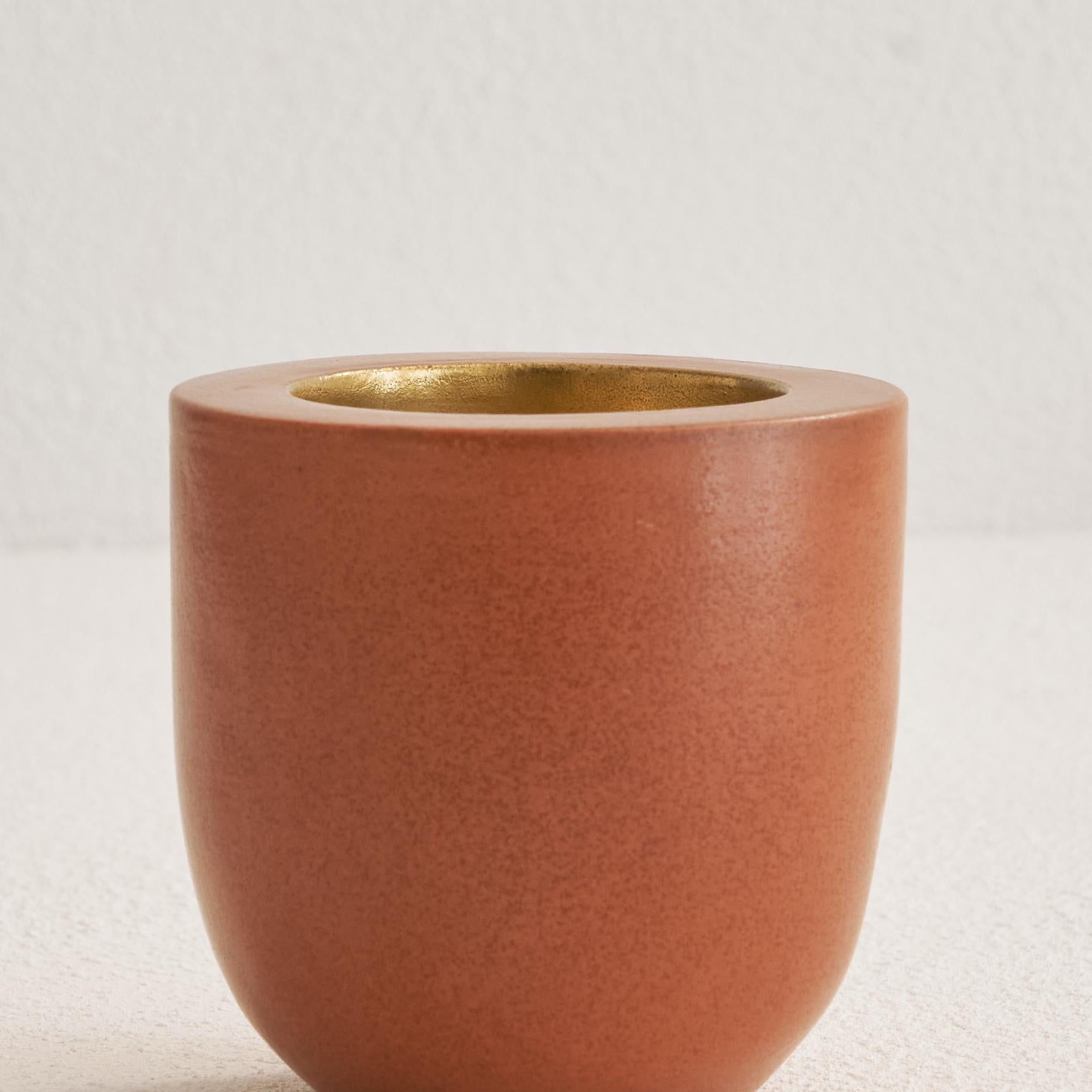 Gio Ponti for Richard Ginori Vase in Terracotta and Gold, 1930s In Good Condition For Sale In Tilburg, NL