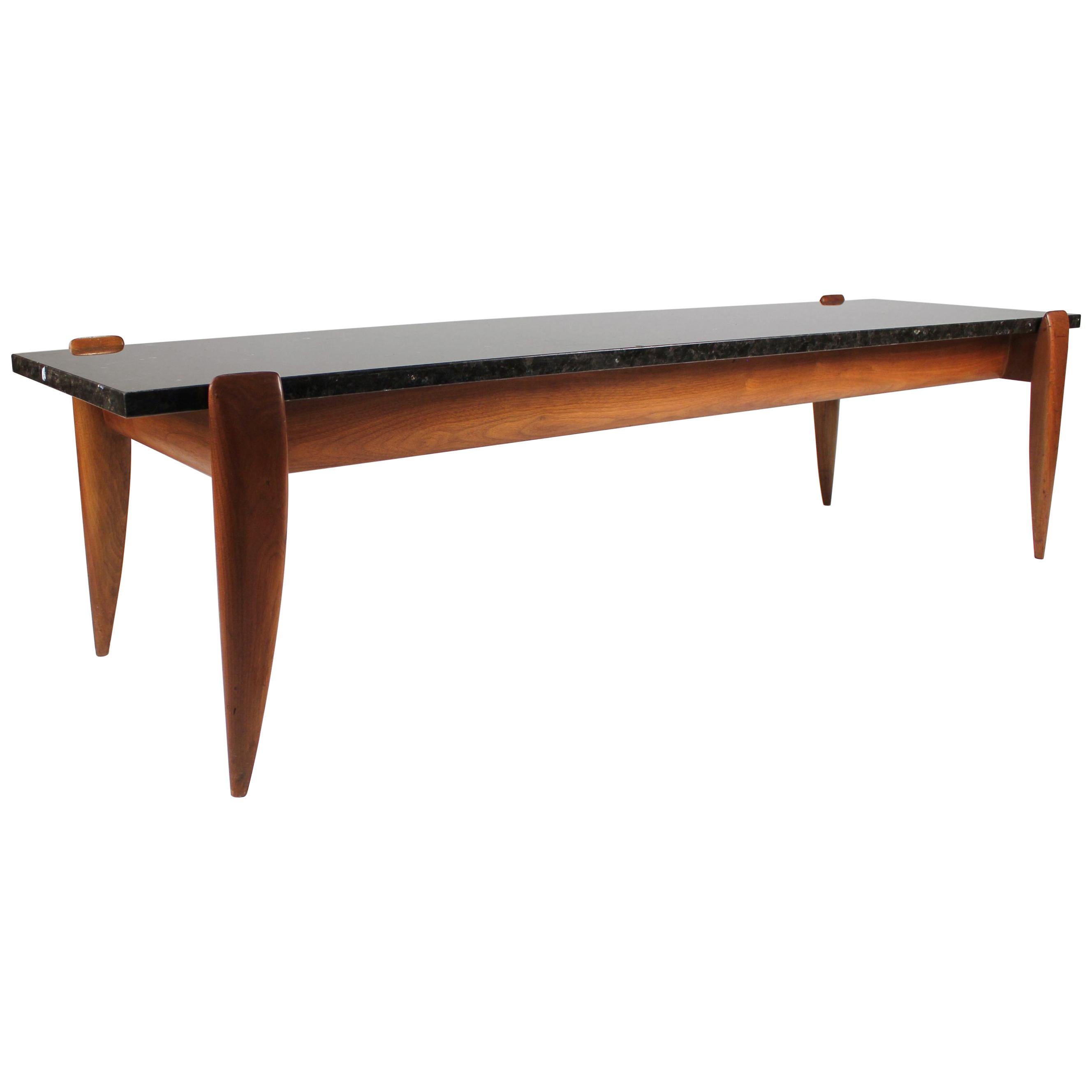 Gio Ponti Coffee Table for Singer & Sons in Italian Walnut with Labradorite Top For Sale