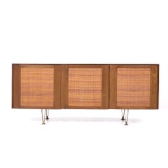 Gio Ponti for Singer and Sons Model 2184 MCM Walnut, Cane and Brass Crednza