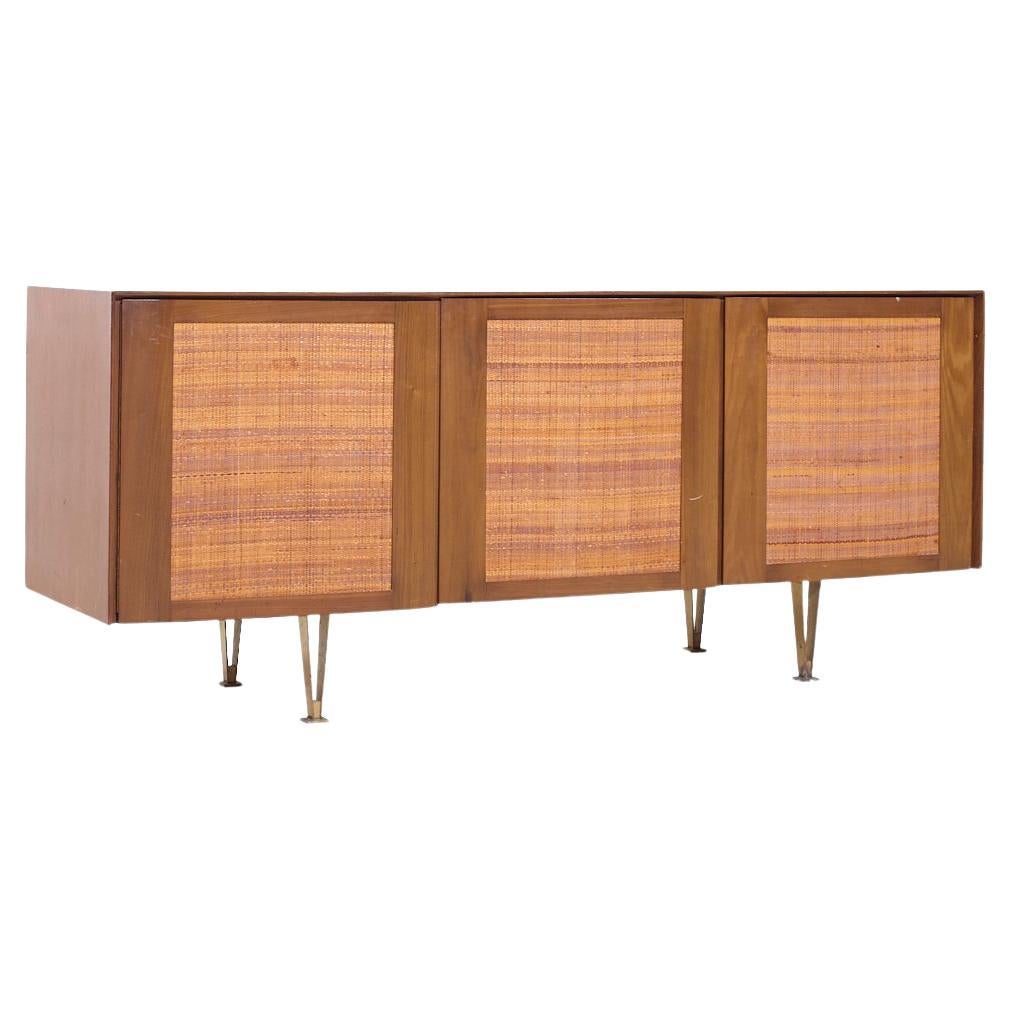 Gio Ponti pour Singer and Sons Modèle 2184 MCM Noyer, canne et laiton Crednza en vente