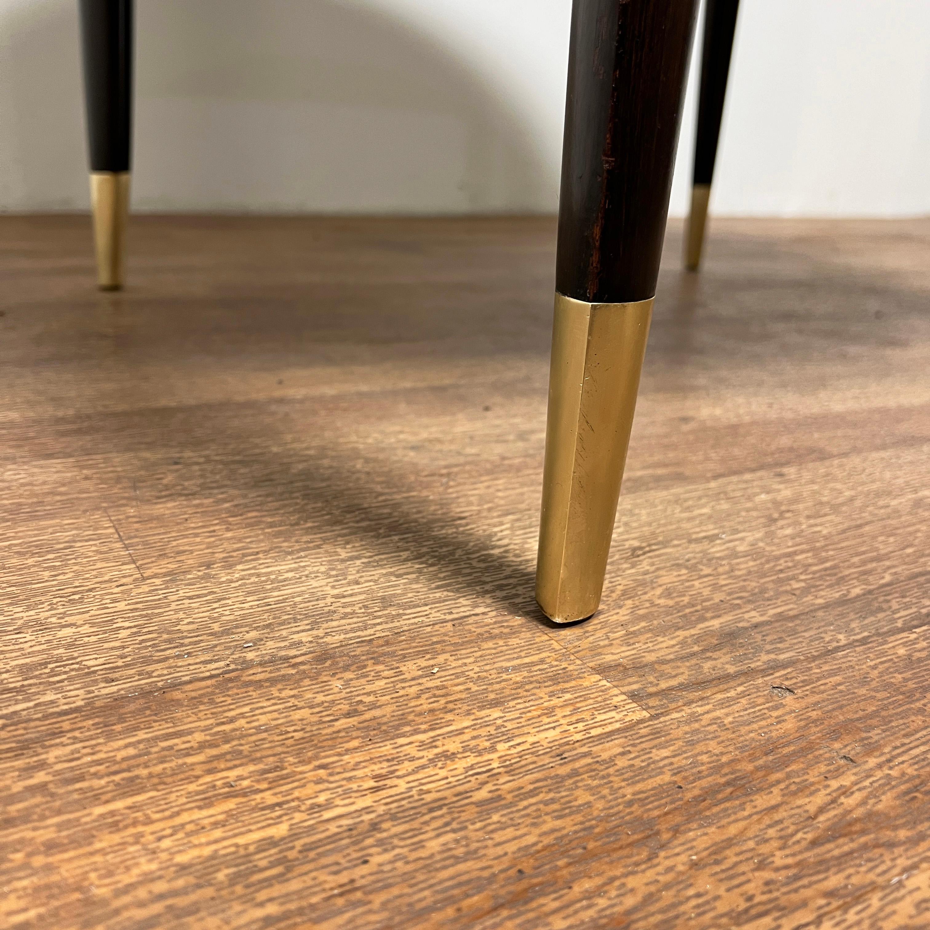 Gio Ponti for Singer Dining Table in Walnut With Brass Sabots Circa 1950s For Sale 1