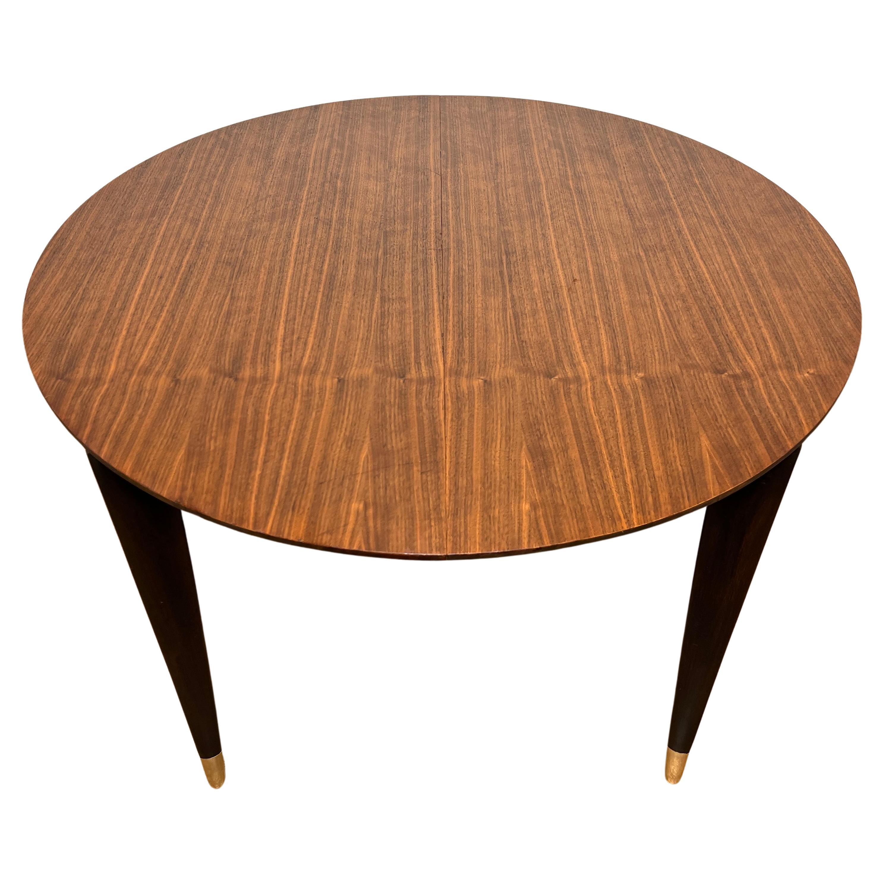 Gio Ponti for Singer Dining Table in Walnut With Brass Sabots Circa 1950s For Sale