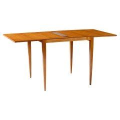 Gio Ponti for Singer & Son Teak and Brass Flip Top Expanding Game Dining Table