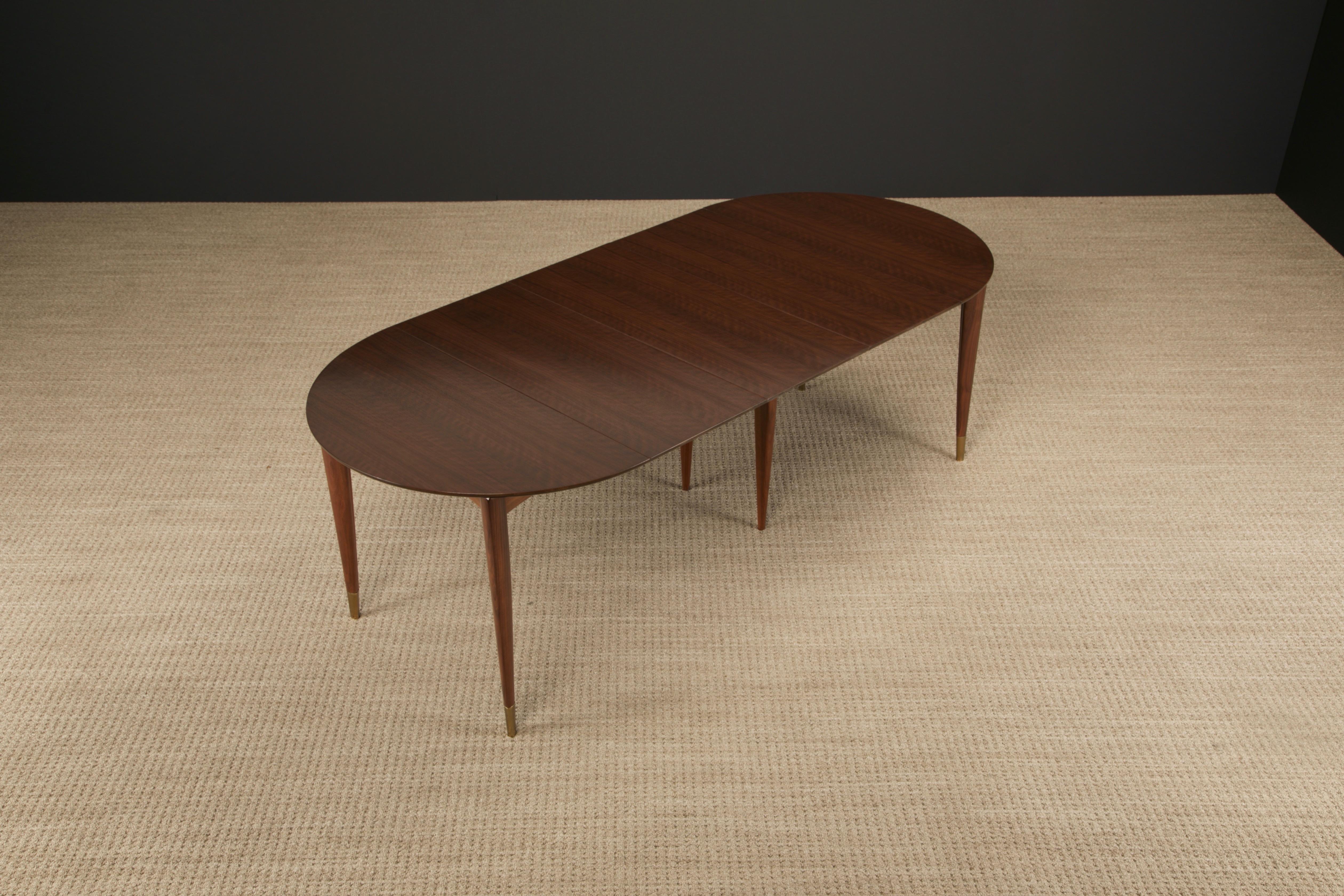 Brass Gio Ponti for Singer & Sons #2135 Extendable Dining Table, c 1950, Refinished For Sale