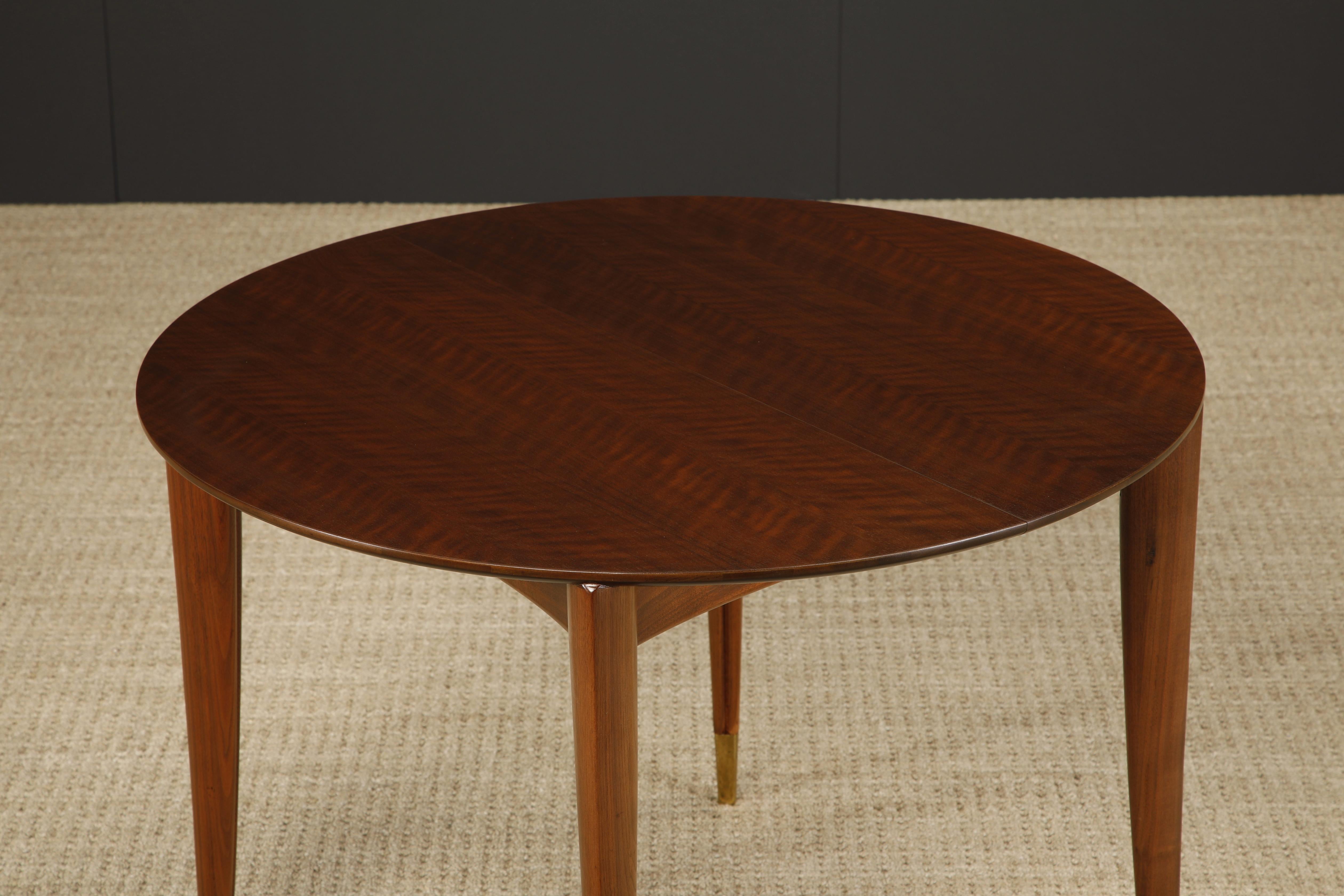 Brass Gio Ponti for Singer & Sons Model #2135 Extendable Dining Table, c 1950, Signed