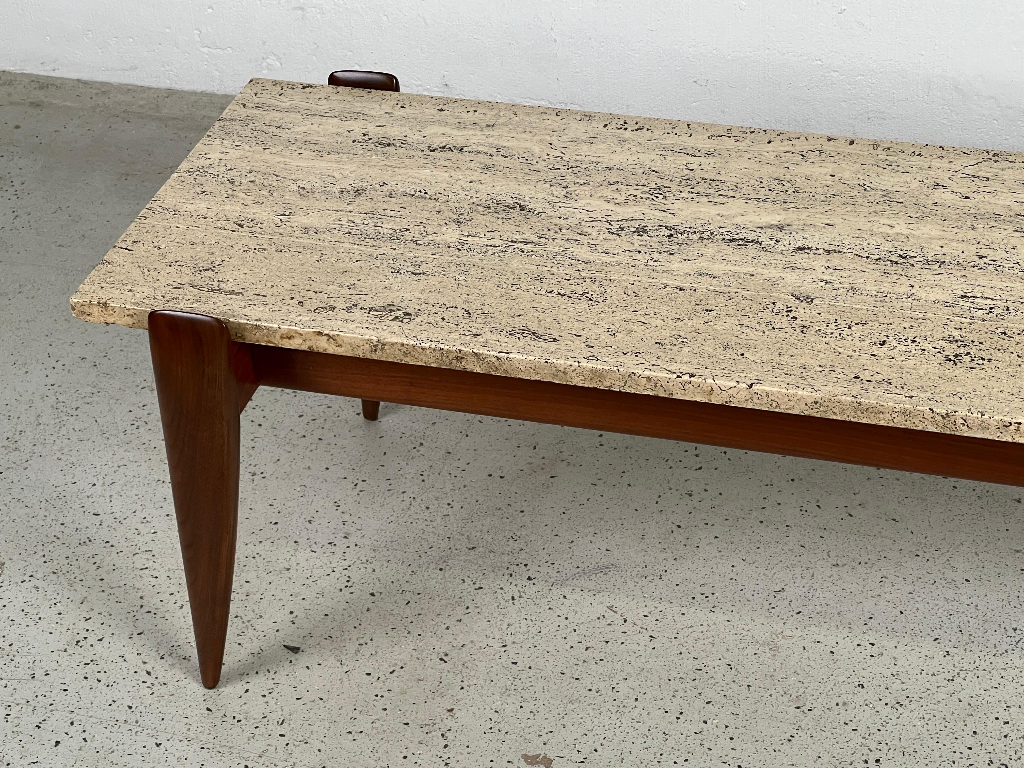 Mid-20th Century Gio Ponti for Singer & Sons Travertine Top Coffee Table  For Sale