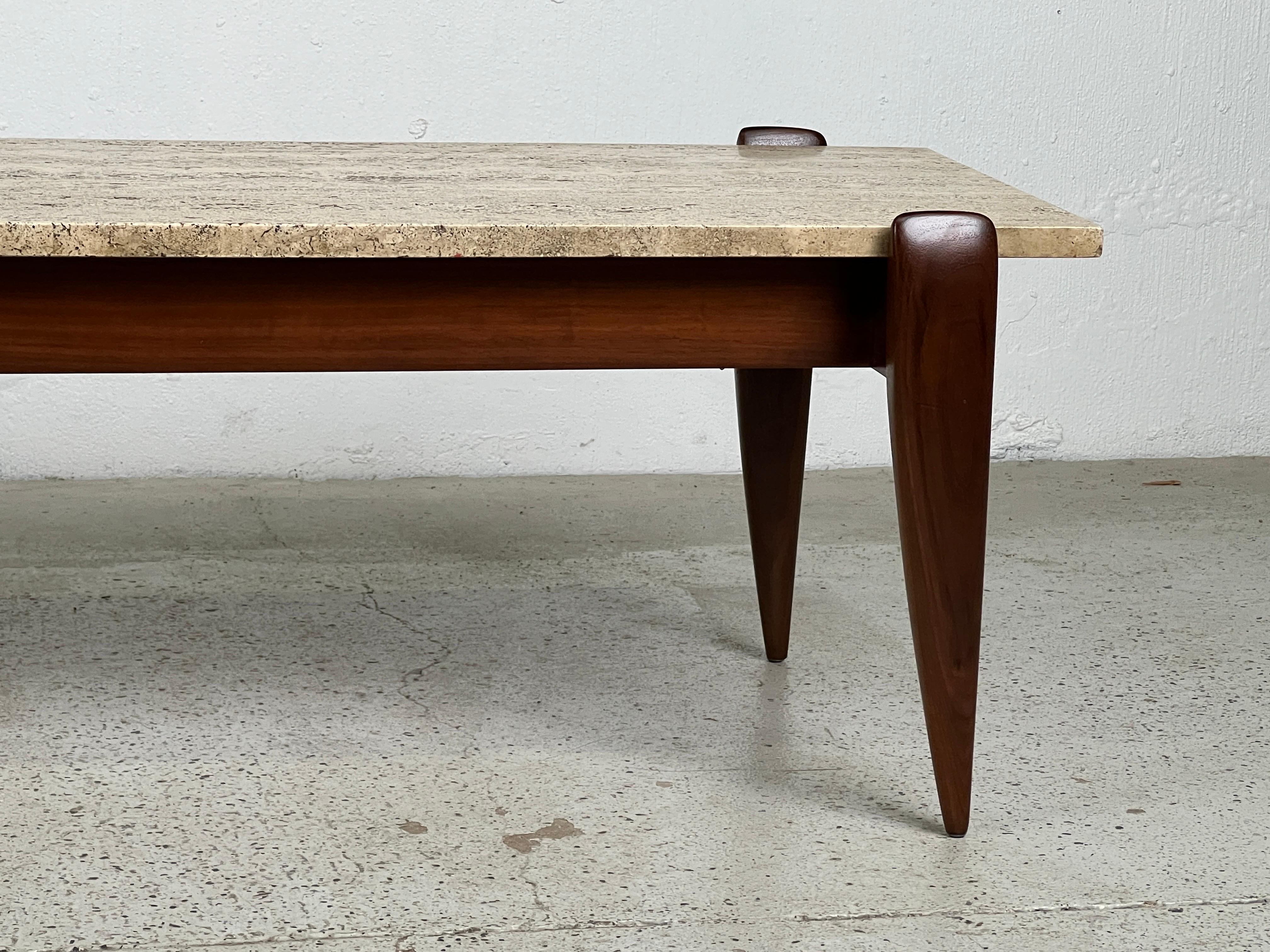 Travertin Table basse en travertin Gio Ponti pour Singer & Sons en vente